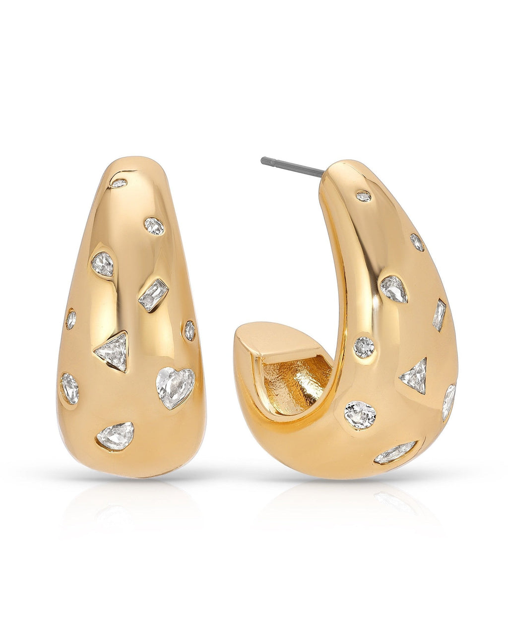 Bezel Crystal Dotted Hoop Earrings