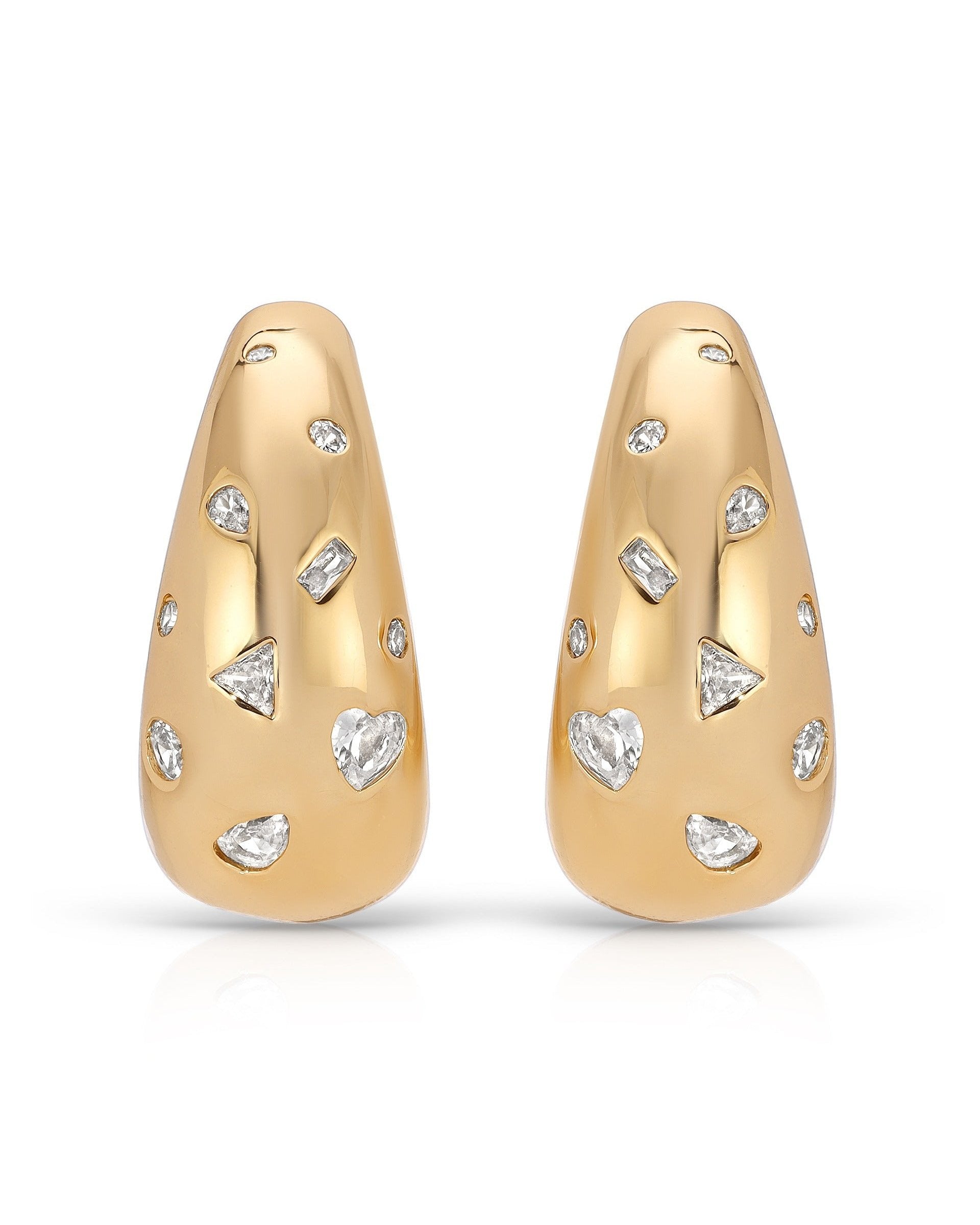 Bezel Crystal Dotted Hoop Earrings