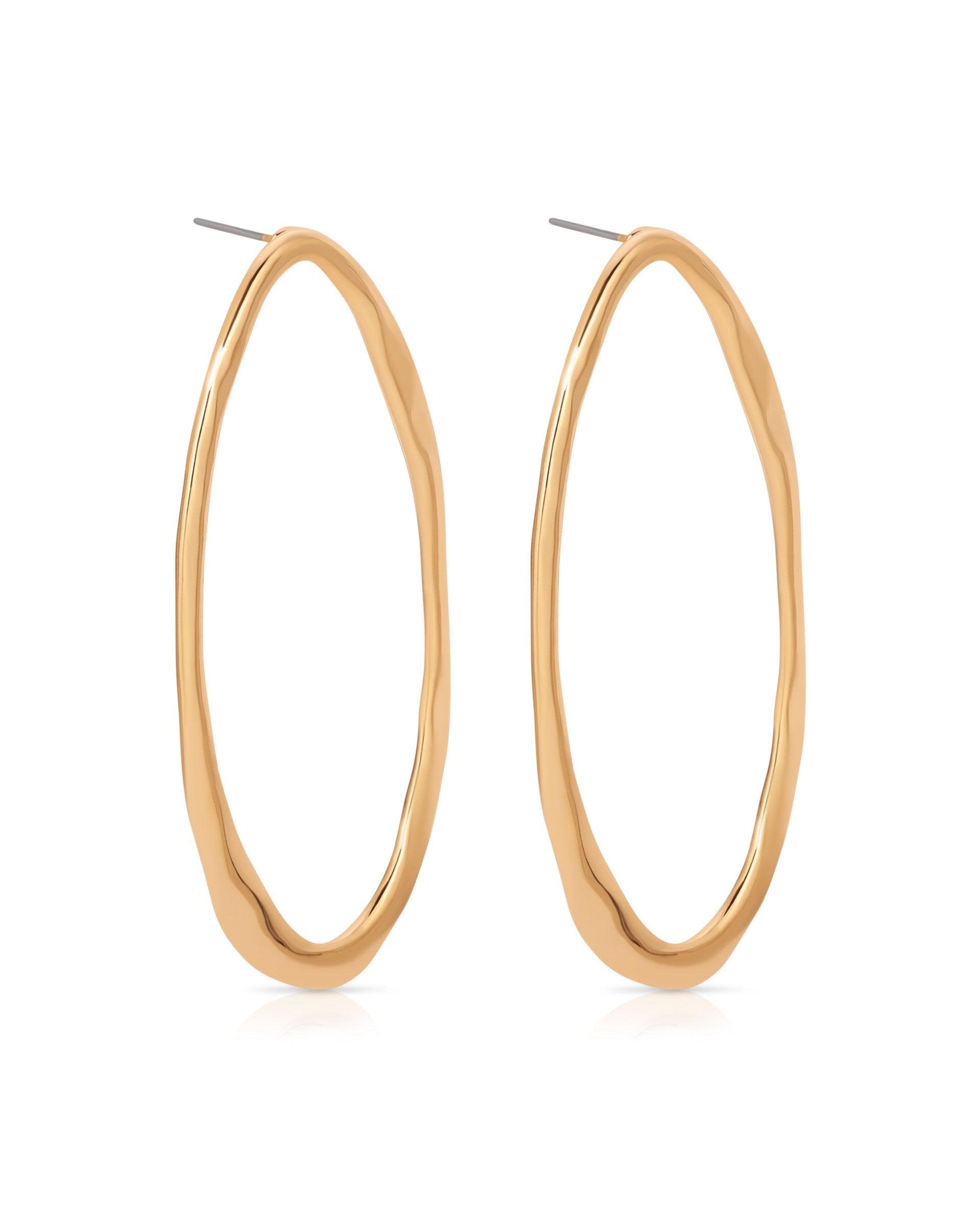 Hammered Large Oval Earrings