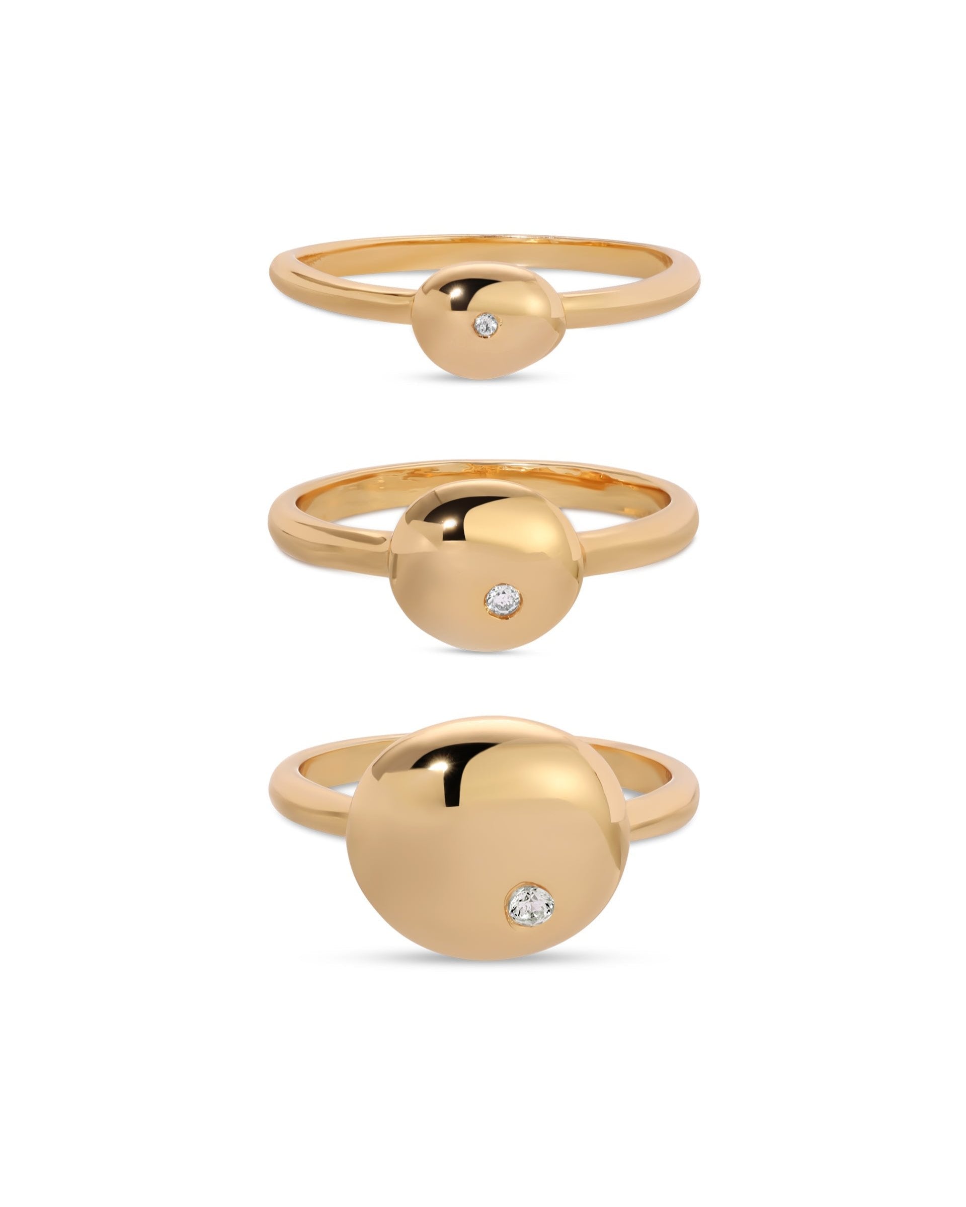 Polished Stacking Pebble Ring Set