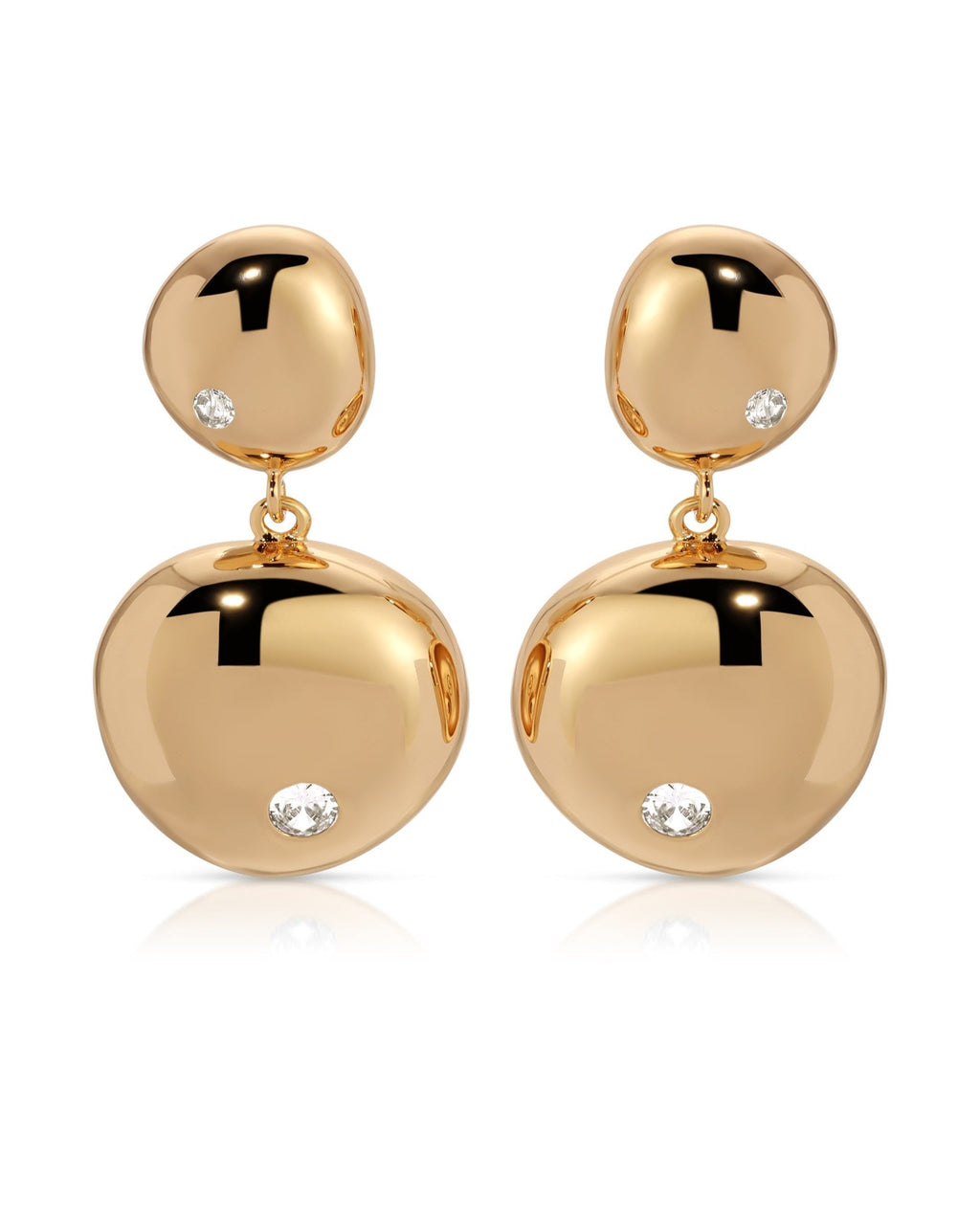 Polished Double Pebble Drop Earrings