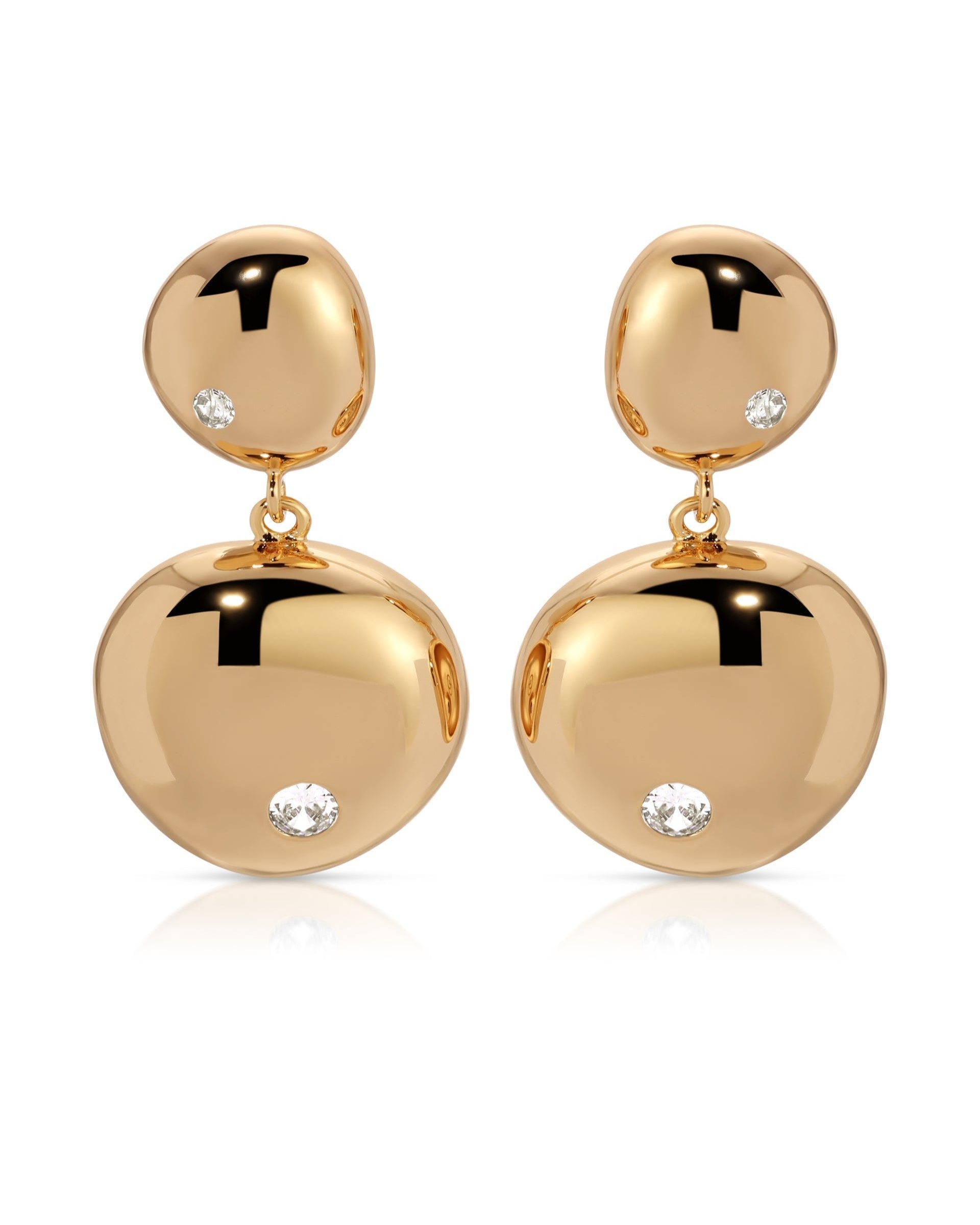 Polished Double Pebble Drop Earrings