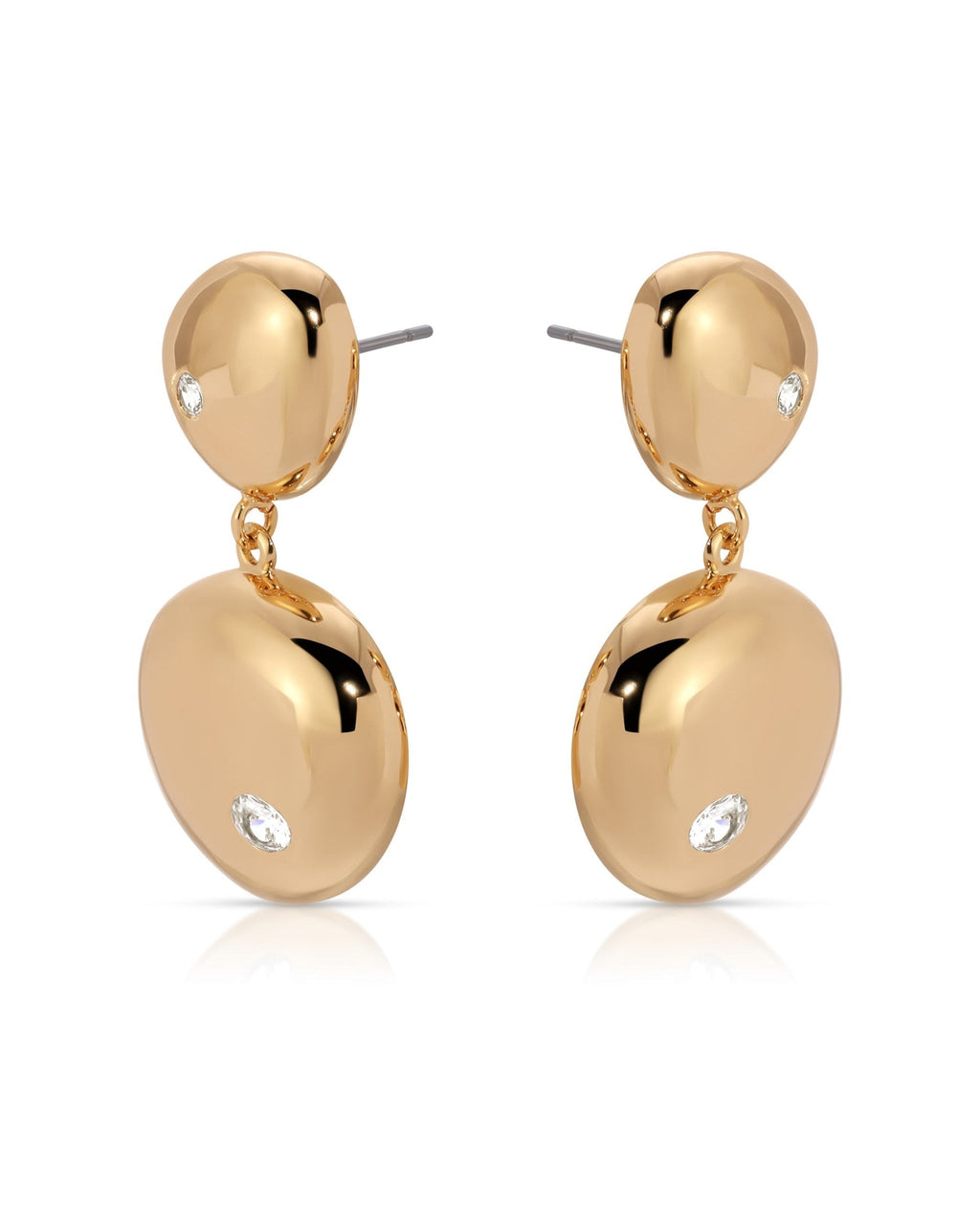 Polished Double Pebble Drop Earrings