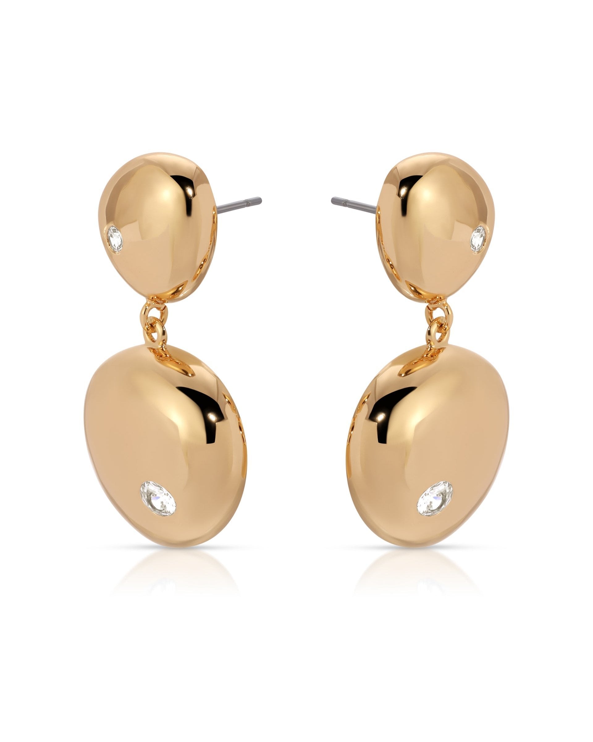 Polished Double Pebble Drop Earrings