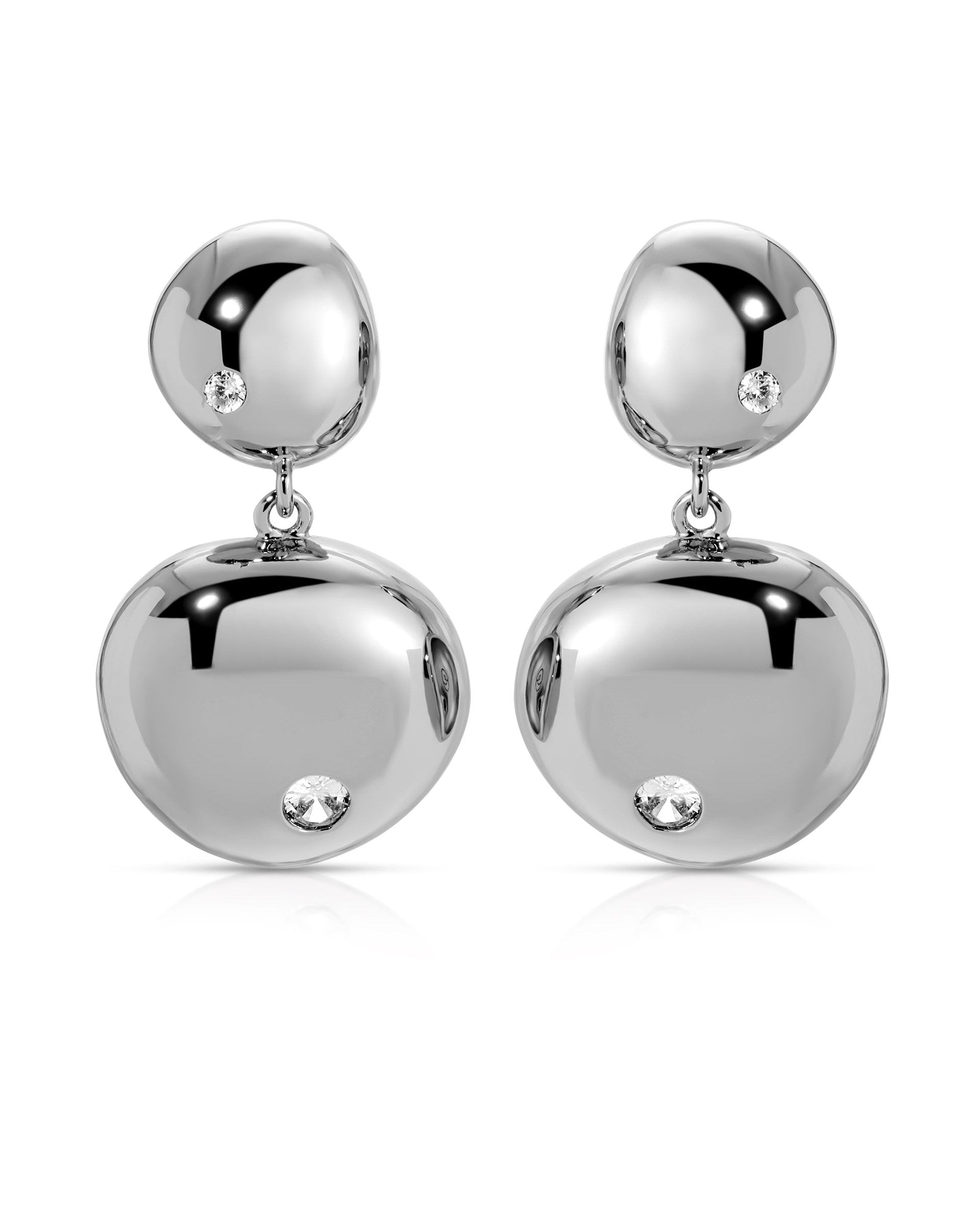 Polished Double Pebble Drop Earrings