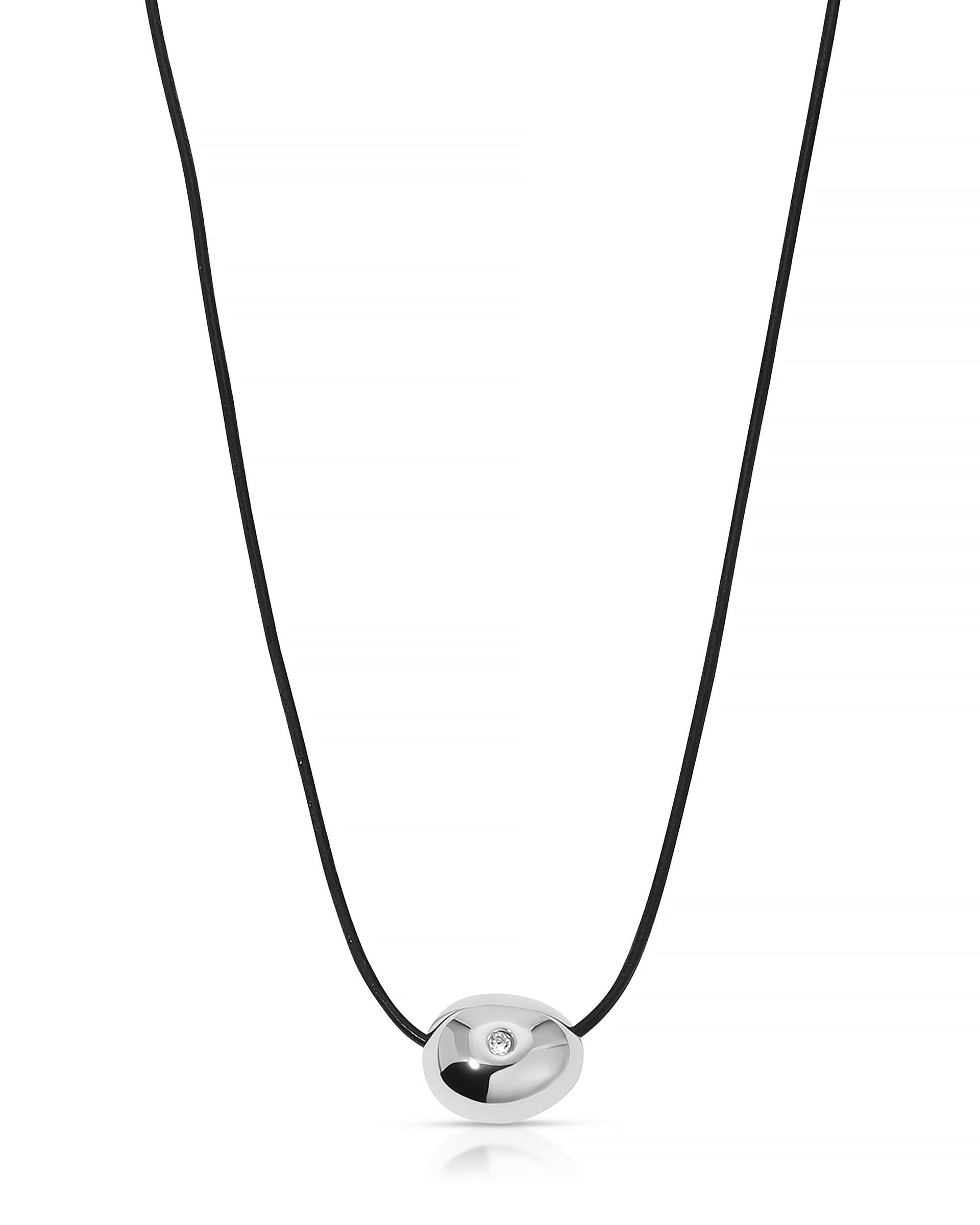 Polished Pebble Leather Pendant Necklace