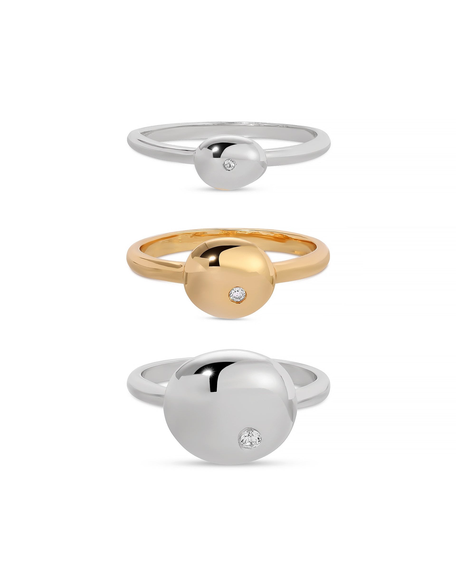 Polished Stacking Pebble Ring Set