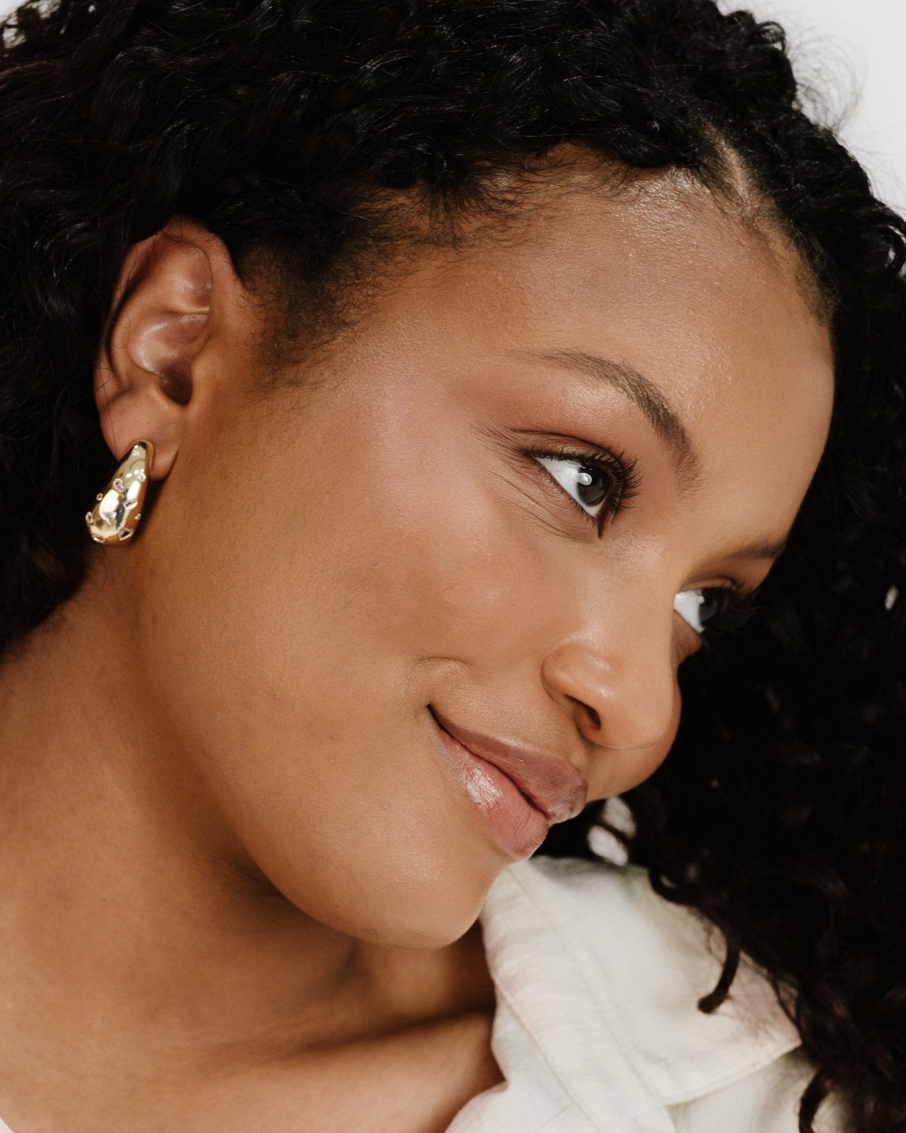 Bezel Crystal Dotted Hoop Earrings