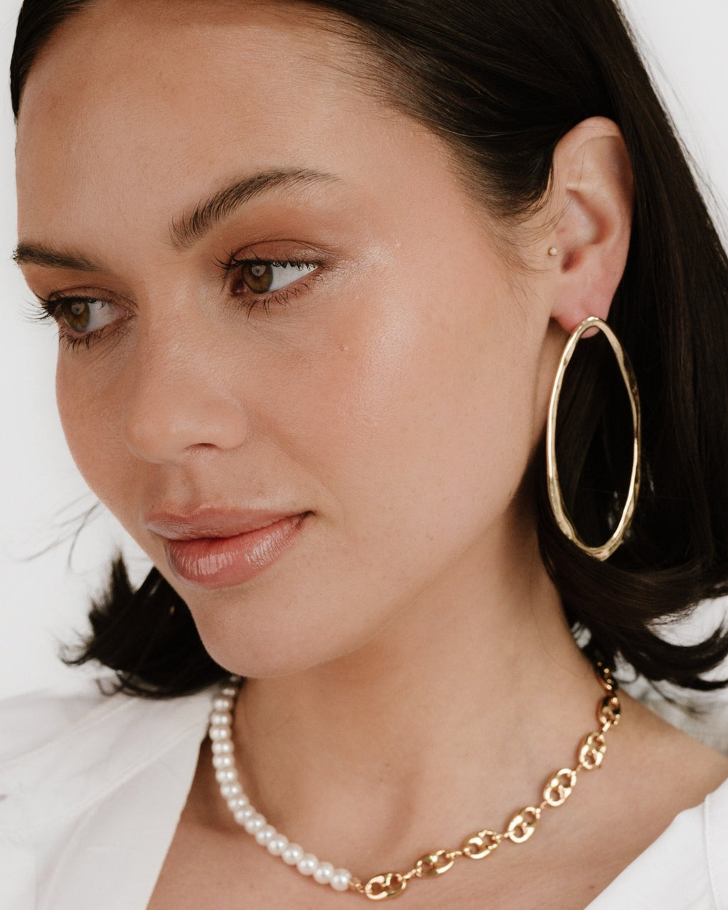 Hammered Large Oval Earrings