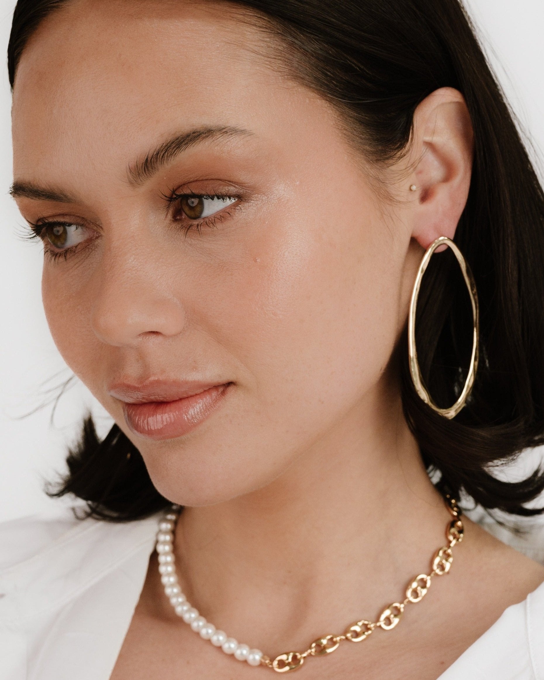 Hammered Large Oval Earrings