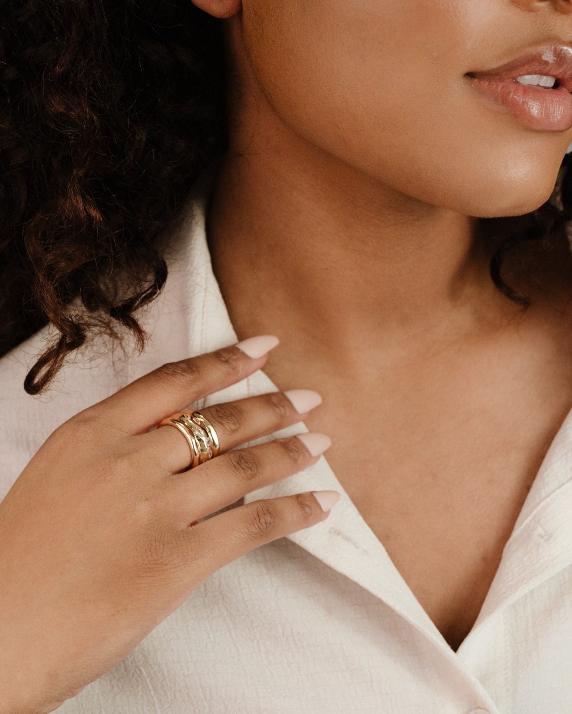 Bezel Crystal Thick Ring