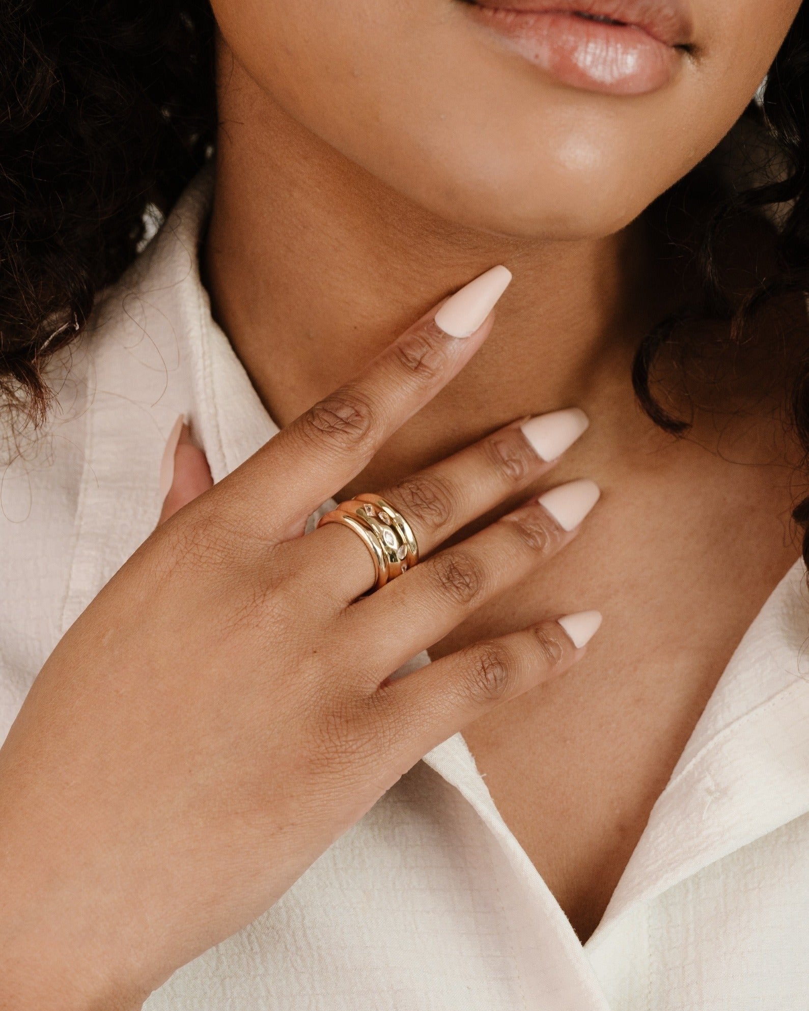 Bezel Crystal Thick Ring