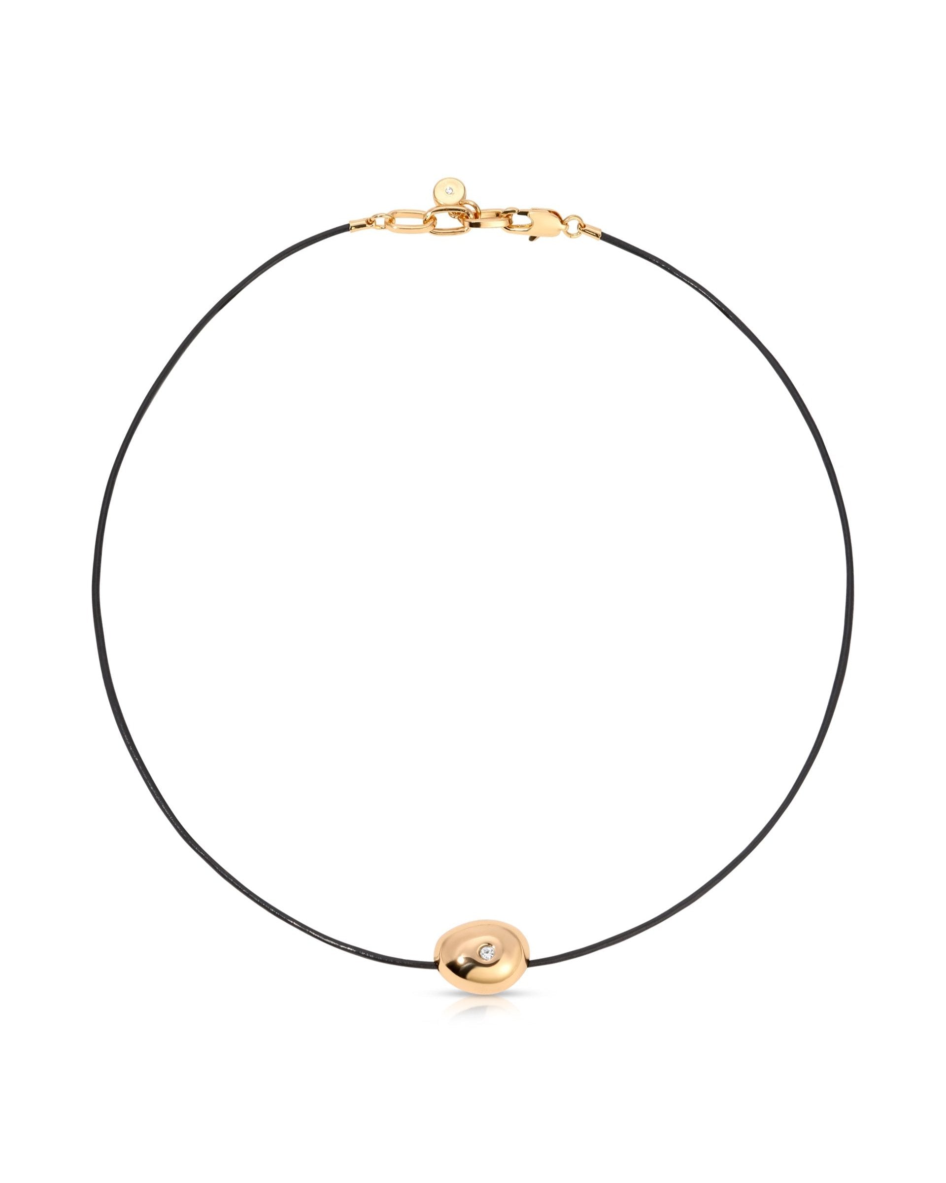 Polished Pebble Leather Pendant Necklace