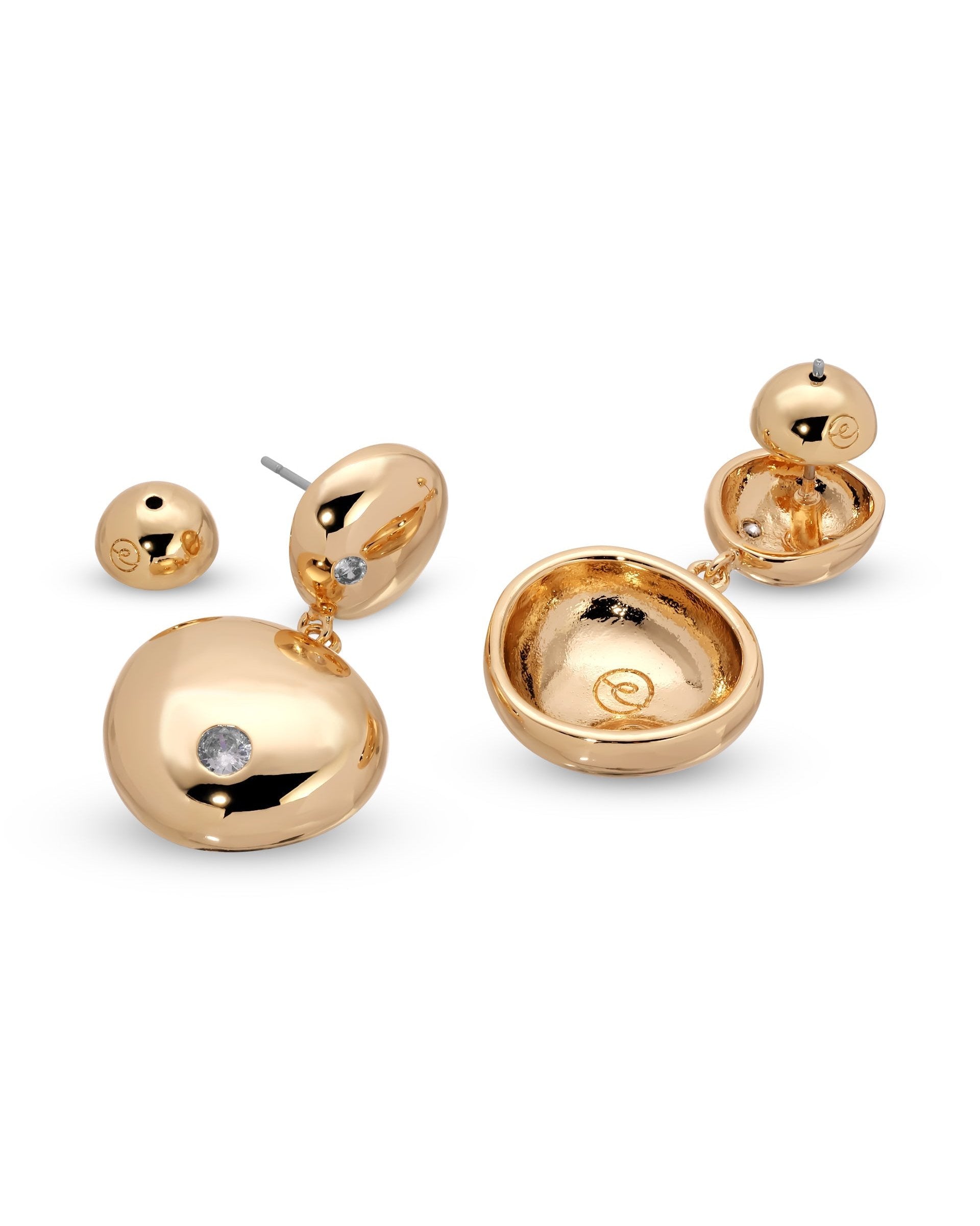 Polished Double Pebble Drop Earrings