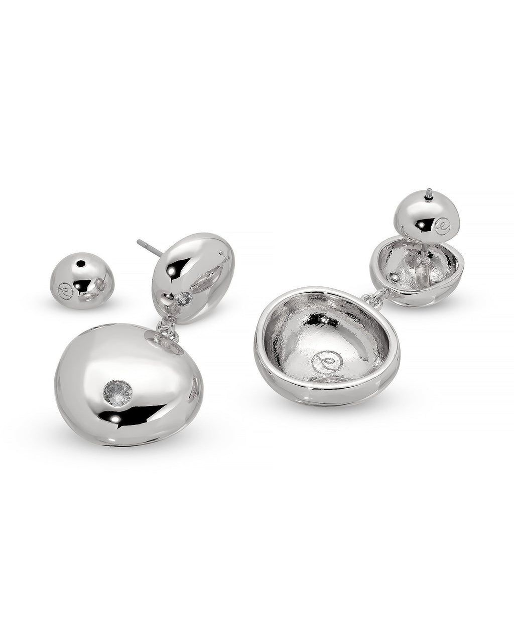 Polished Double Pebble Drop Earrings