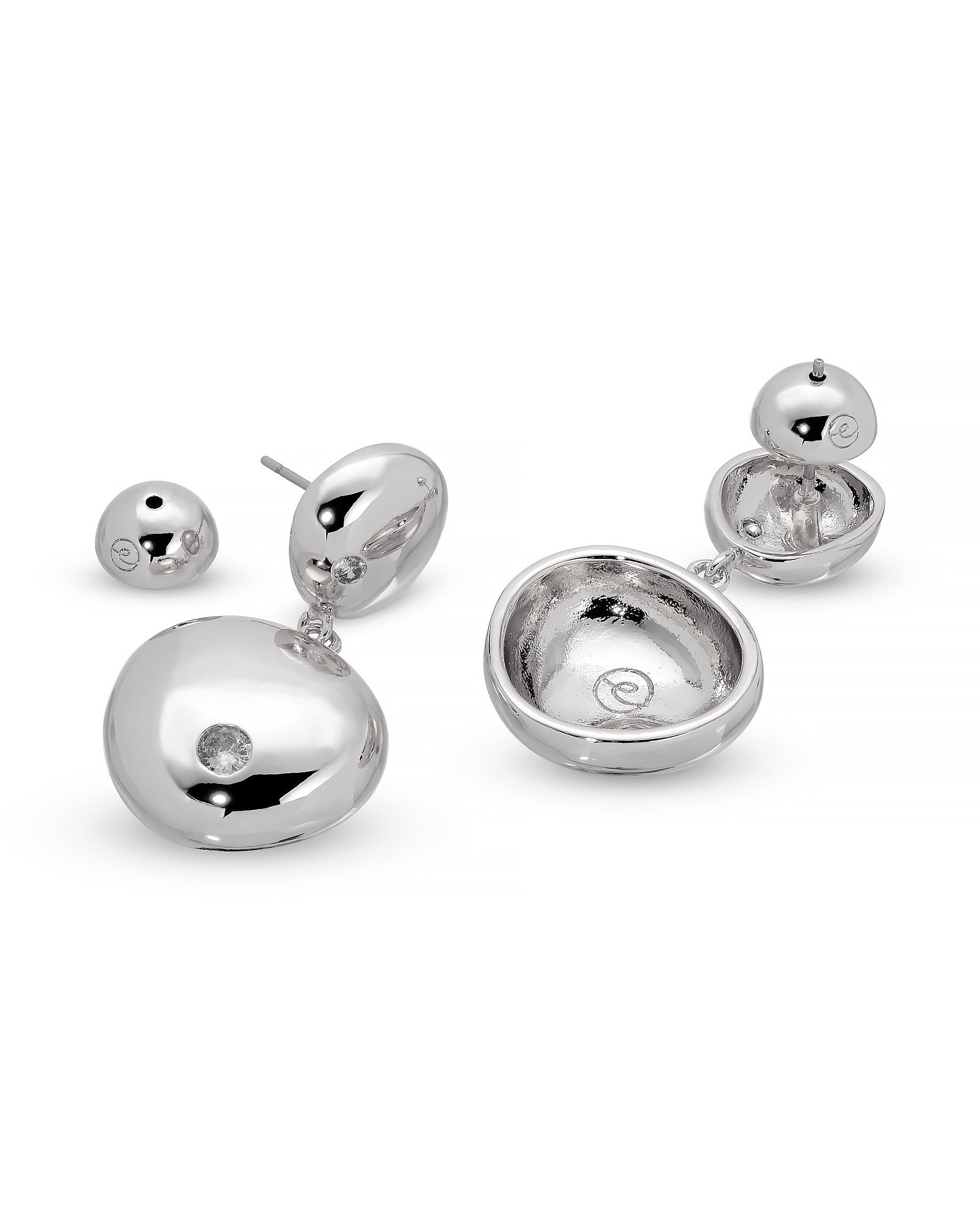 Polished Double Pebble Drop Earrings