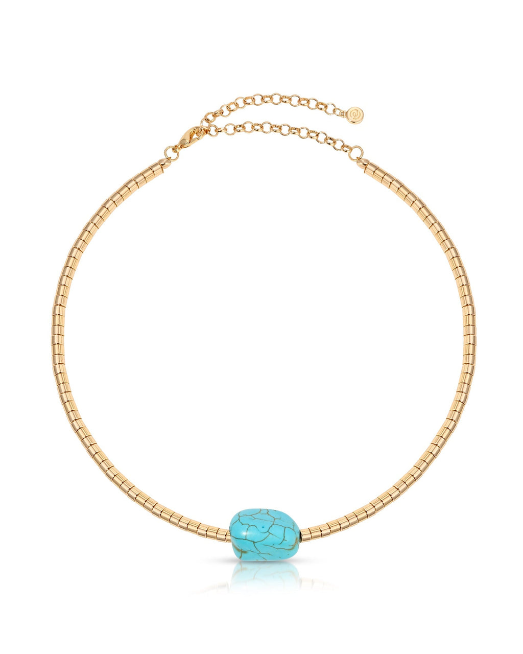 Gold Beaded Turquoise Nugget Necklace