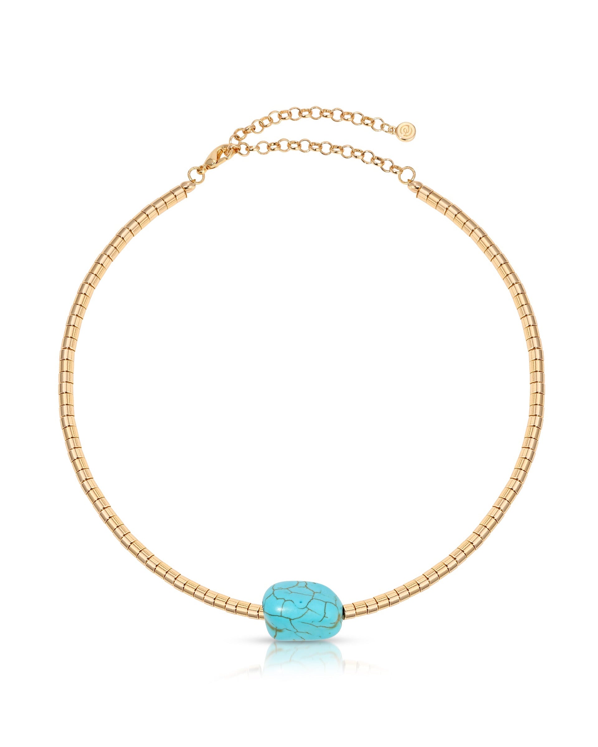 Gold Beaded Turquoise Nugget Necklace