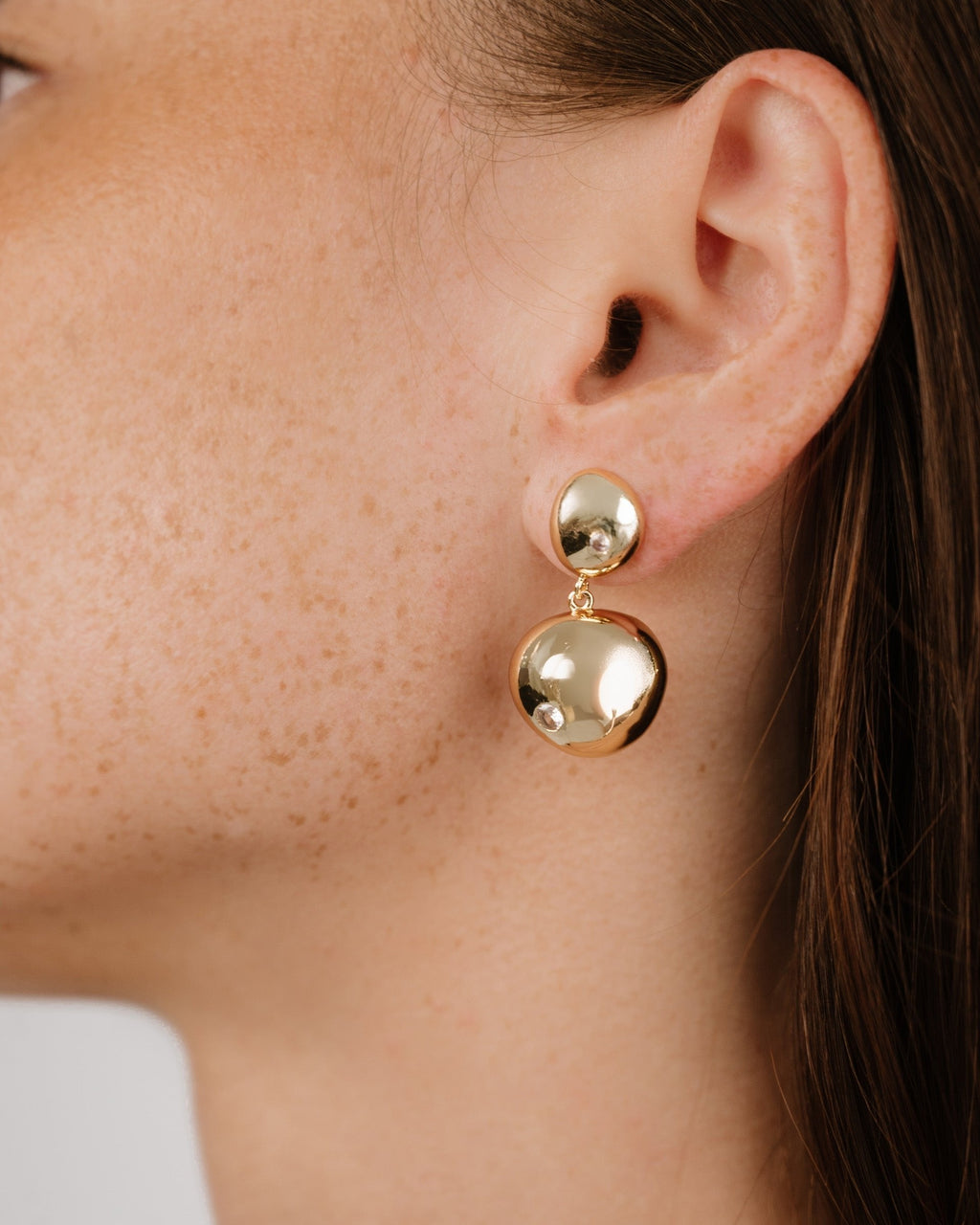 Polished Double Pebble Drop Earrings