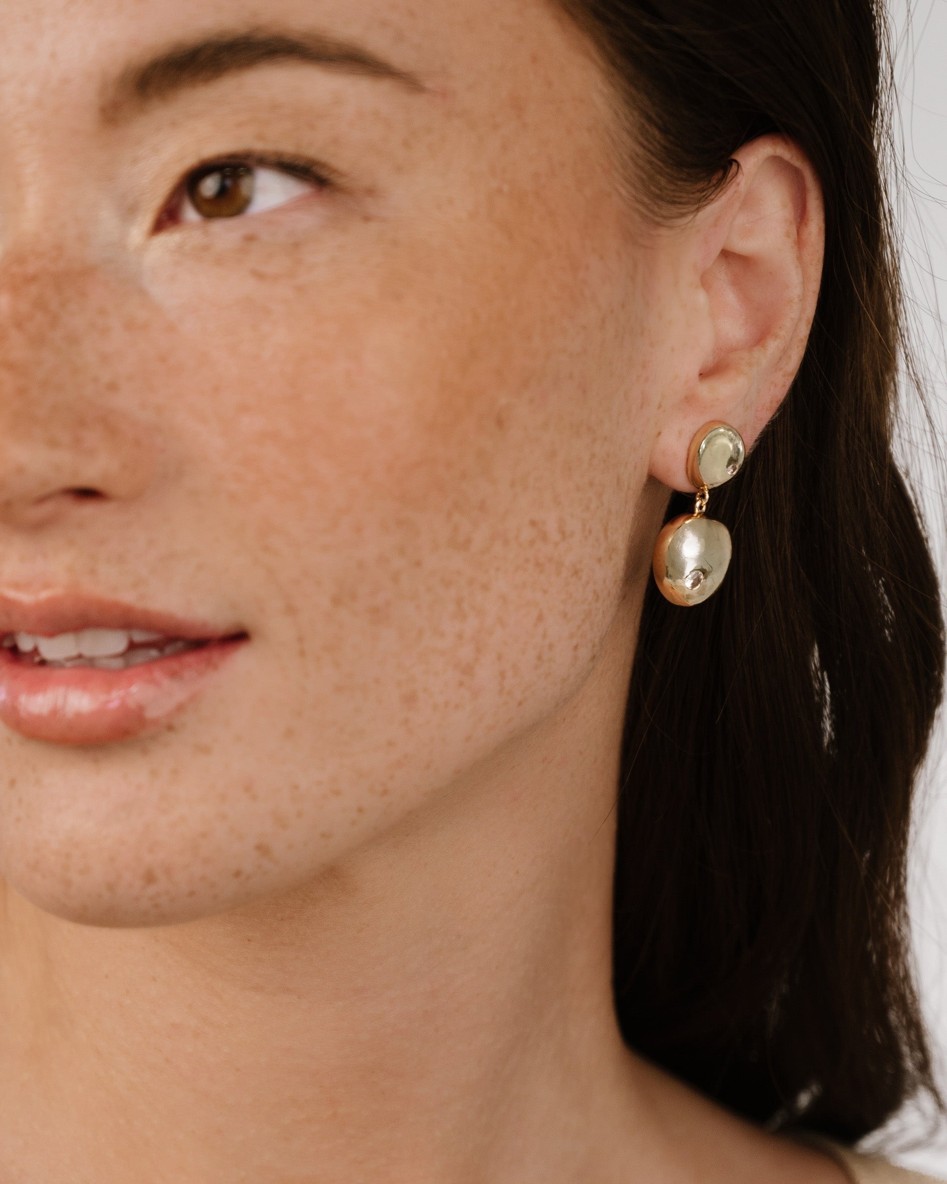 Polished Double Pebble Drop Earrings