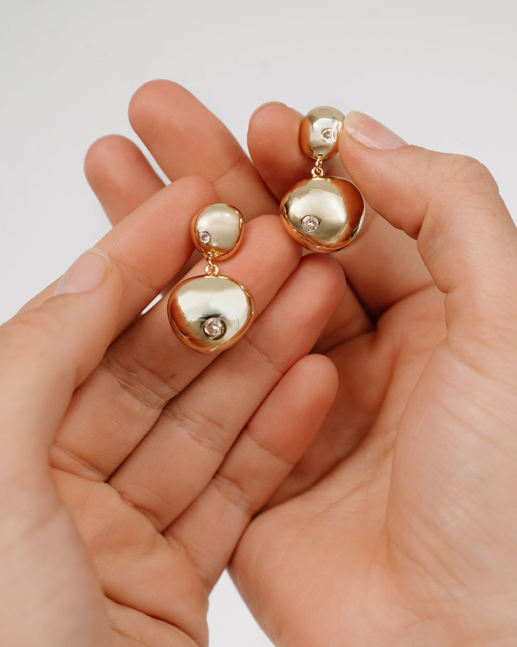 Polished Double Pebble Drop Earrings