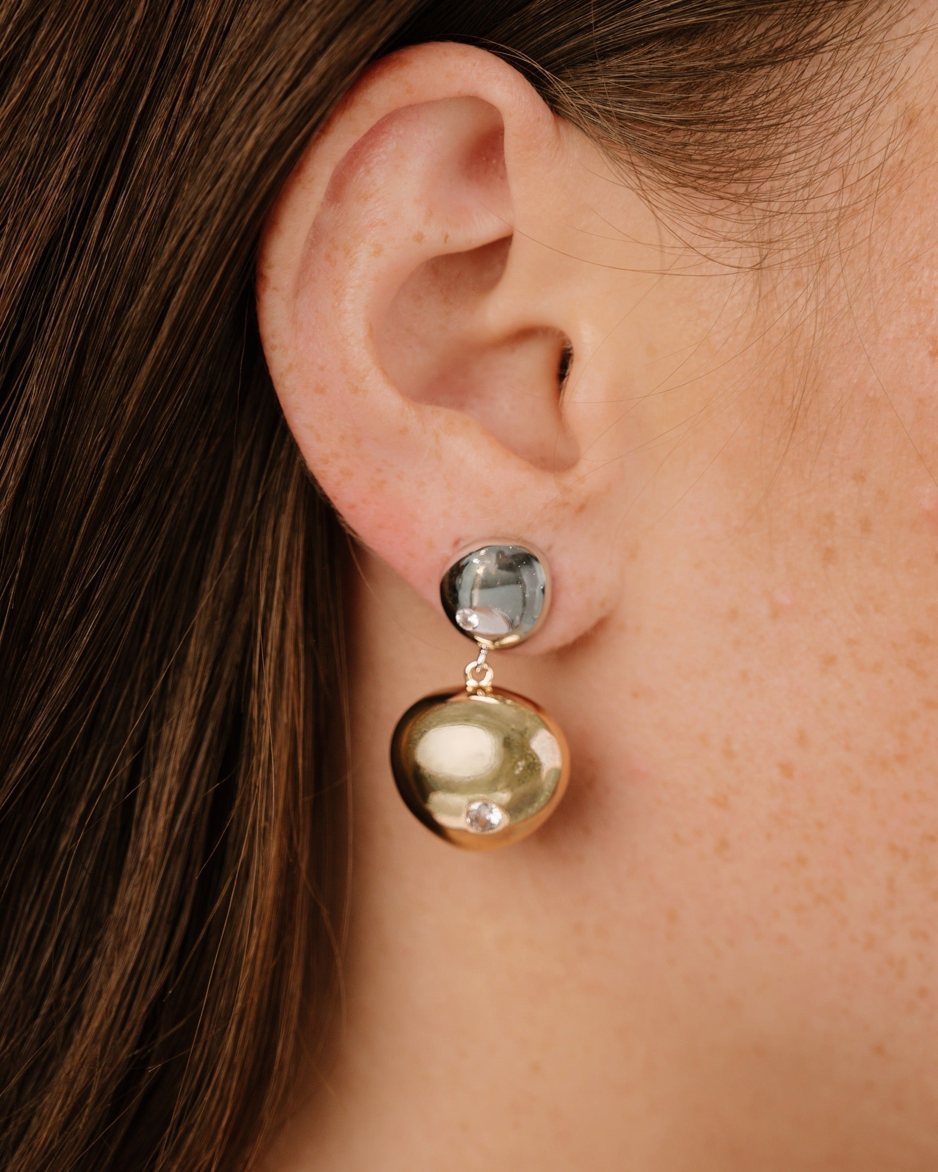 Polished Double Pebble Drop Earrings