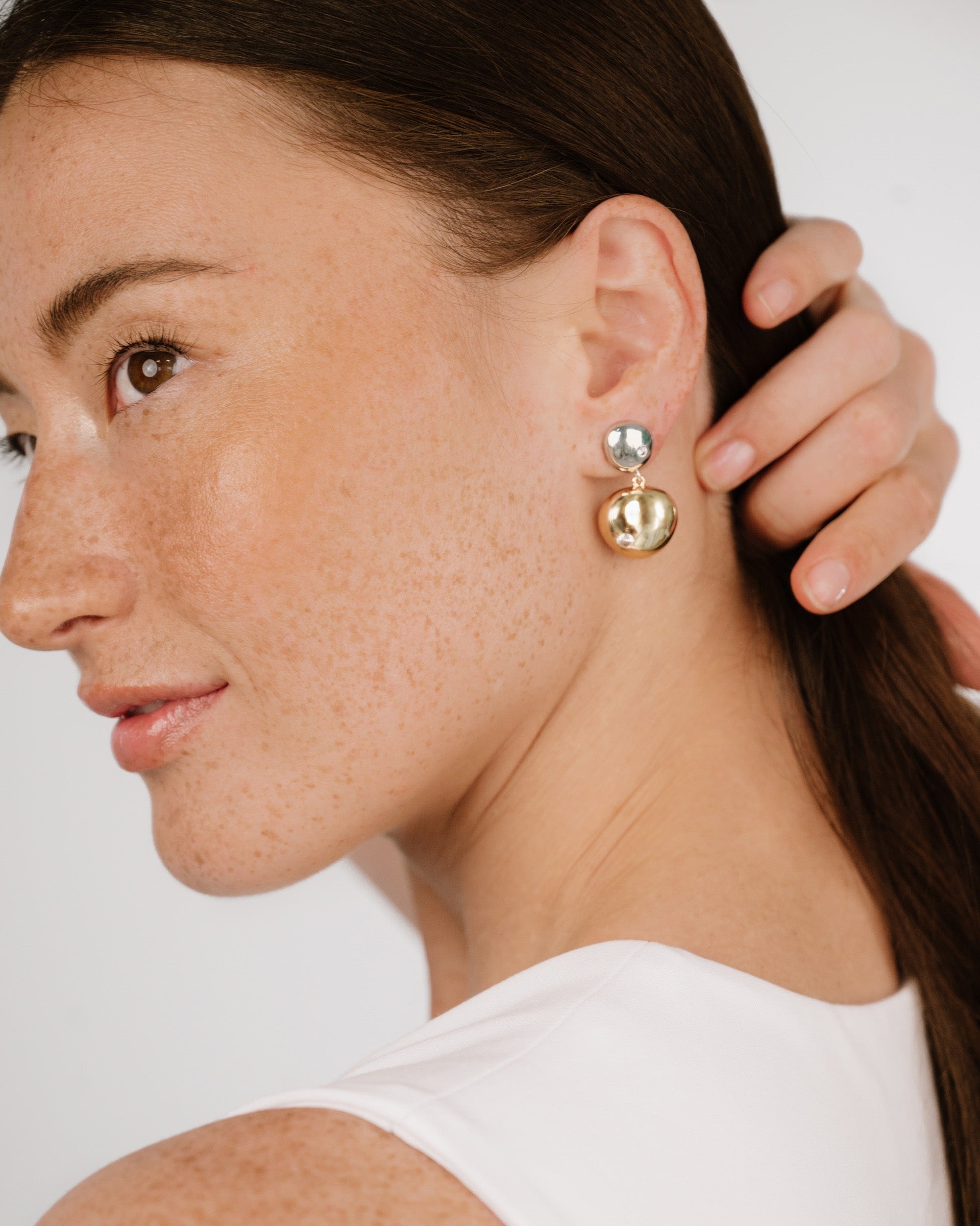 Polished Double Pebble Drop Earrings