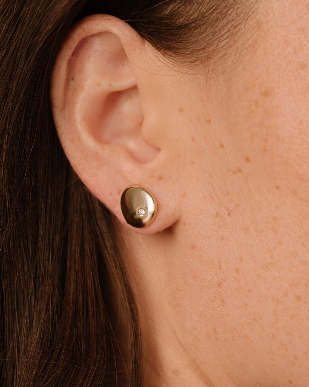 Polished Pebble Crystal Stud Earrings