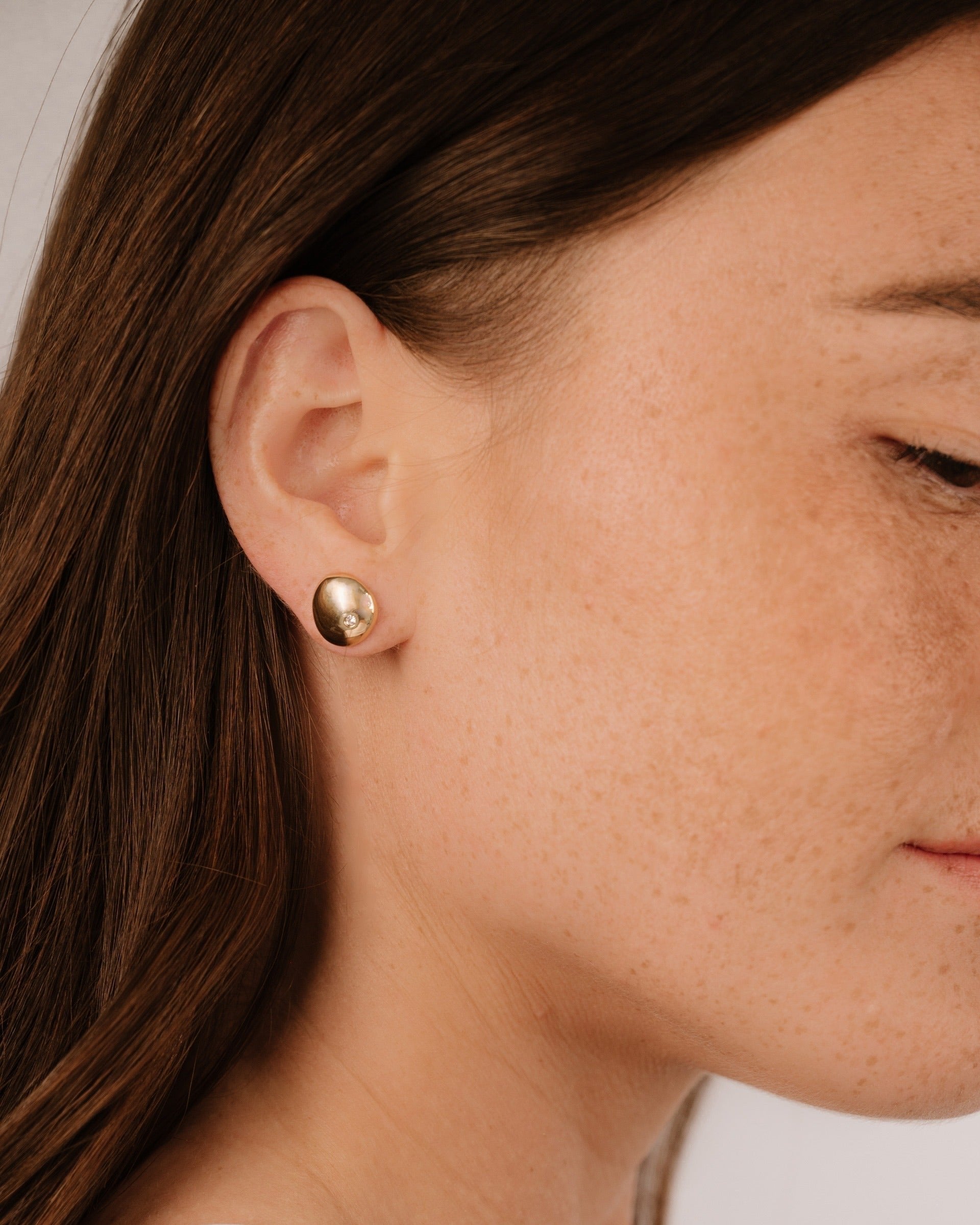 Polished Pebble Crystal Stud Earrings