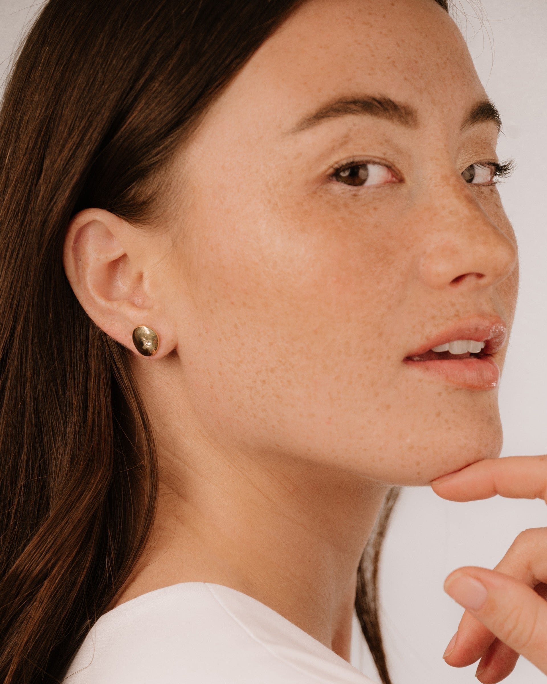 Polished Pebble Crystal Stud Earrings