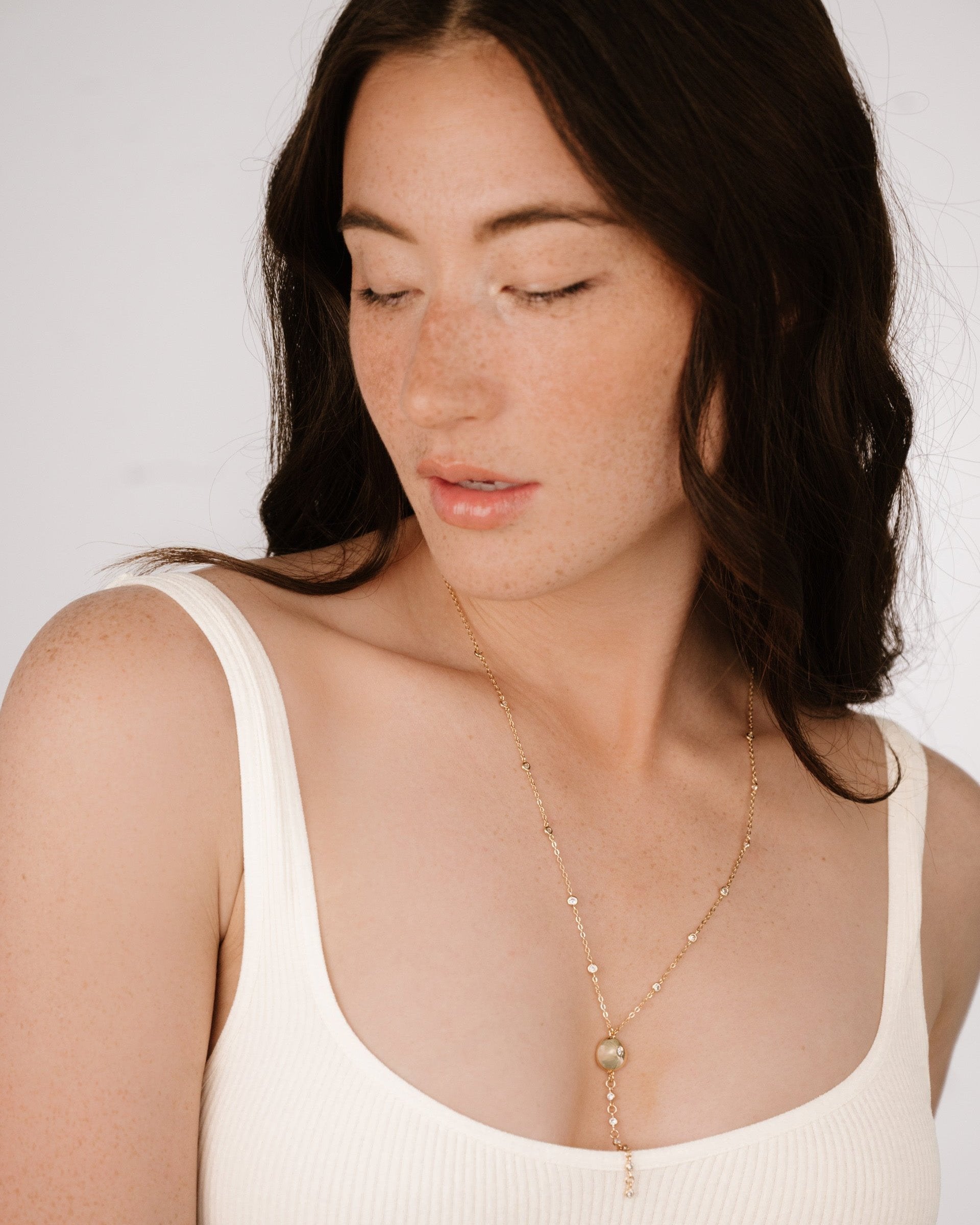 Polished Pebble Crystal Chain Lariat