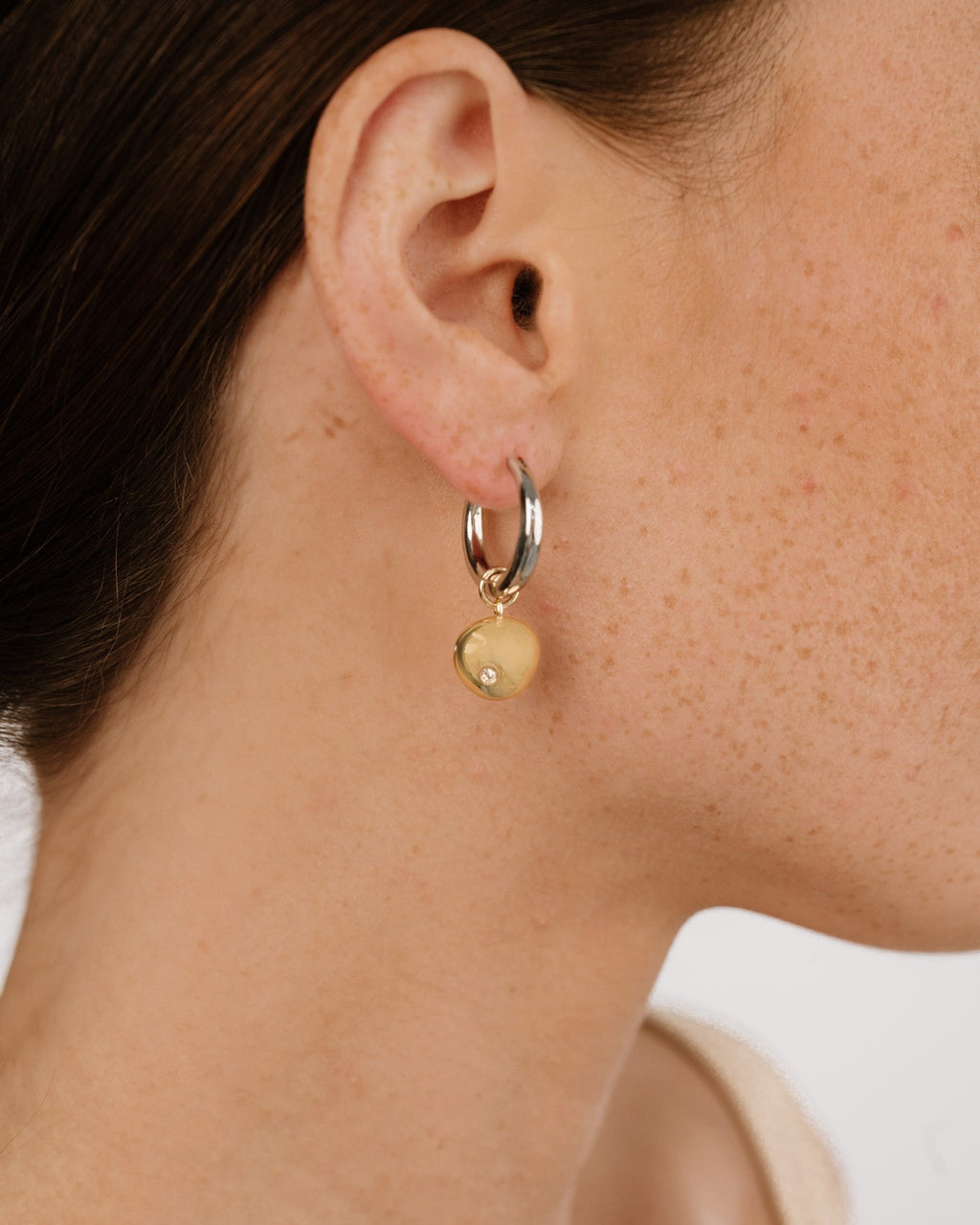 Polished Pebble Huggie Hoop Earrings