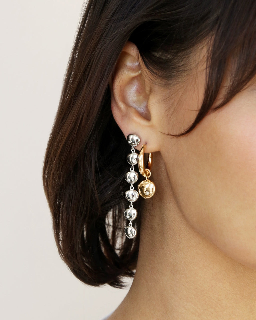 Polished Pebble Linear Dangle Earrings