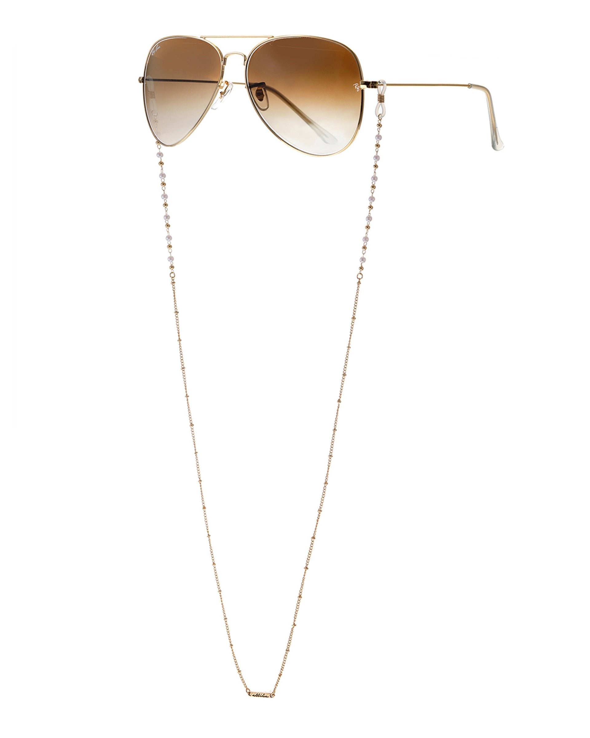 Dainty Pearl and Gold Eyeglass Chain