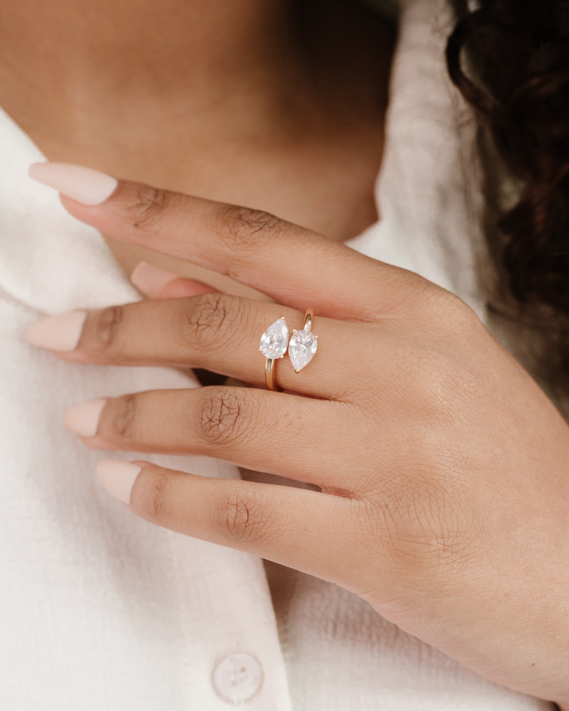 Crystal Teardrop Wrap Ring