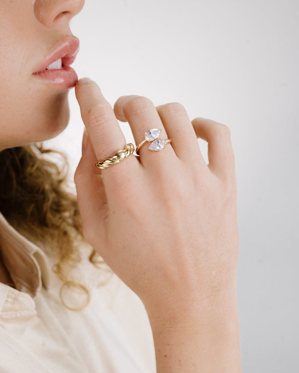 Crystal Teardrop Wrap Ring