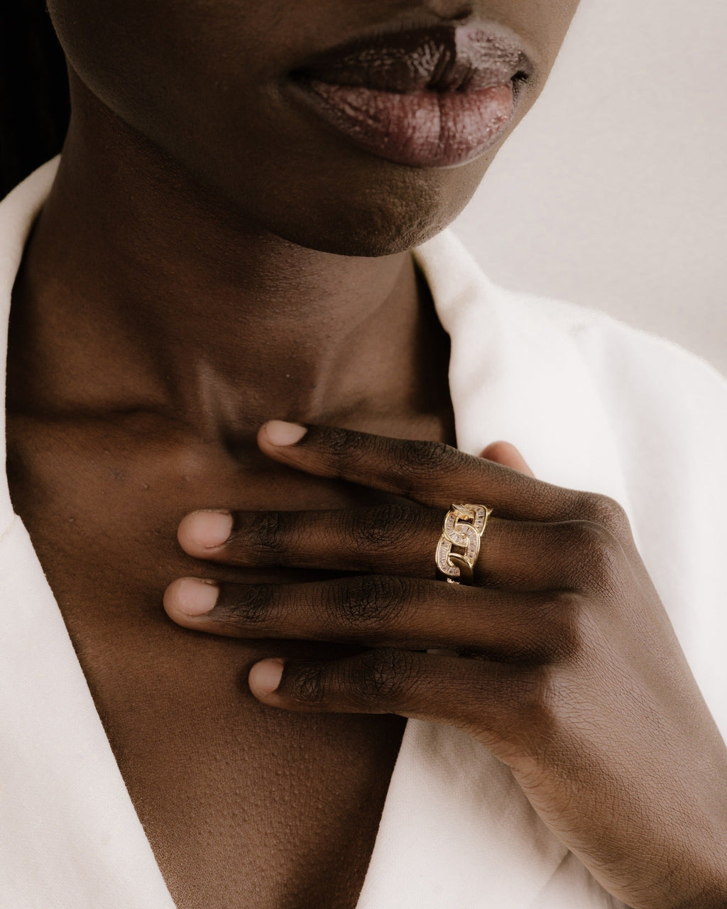 Adjustable Crystal Link Ring