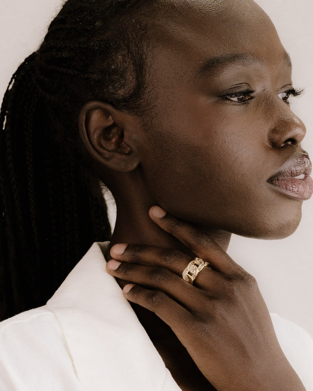 Adjustable Crystal Link Ring