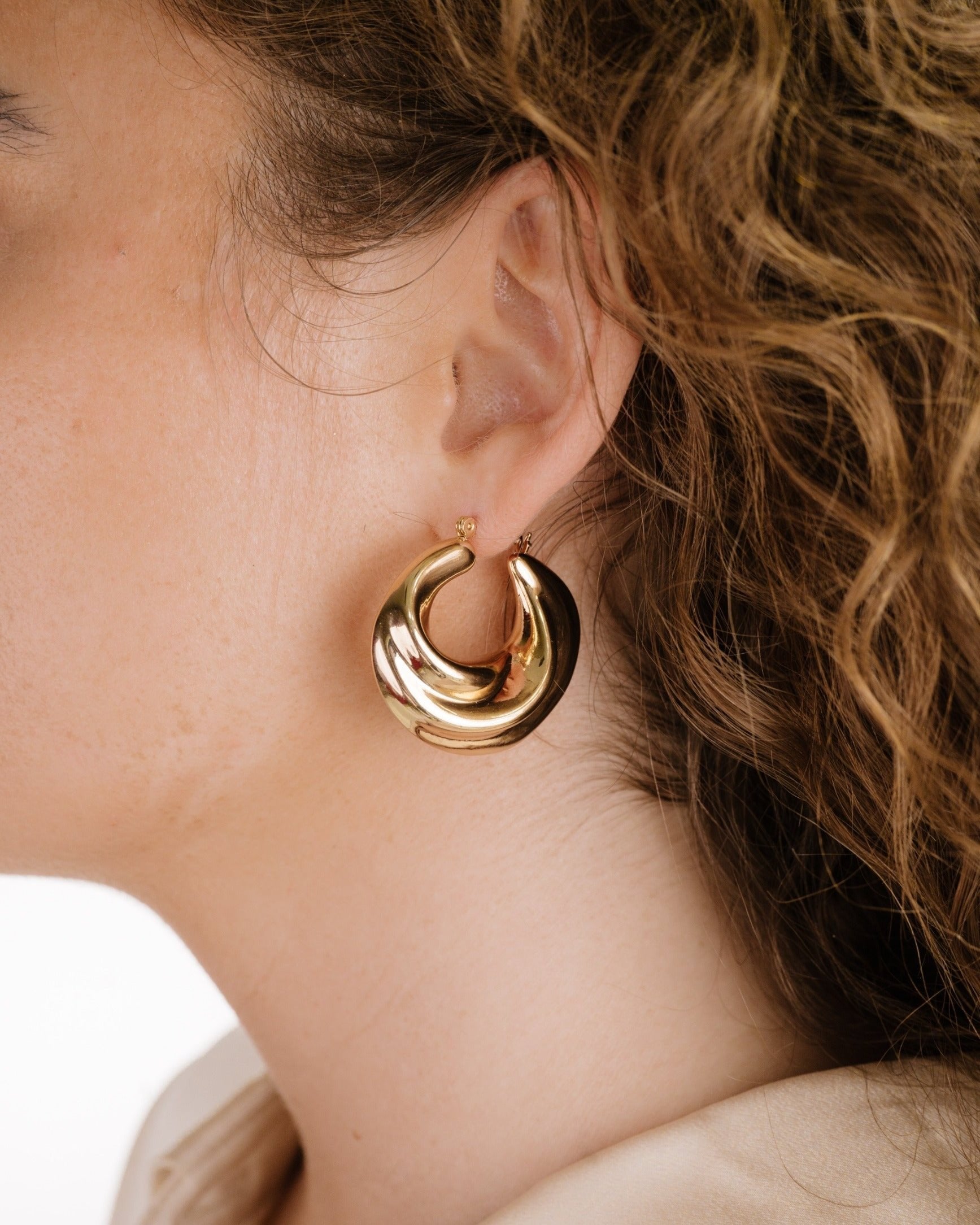 Crescent Swirl Hoop Earrings