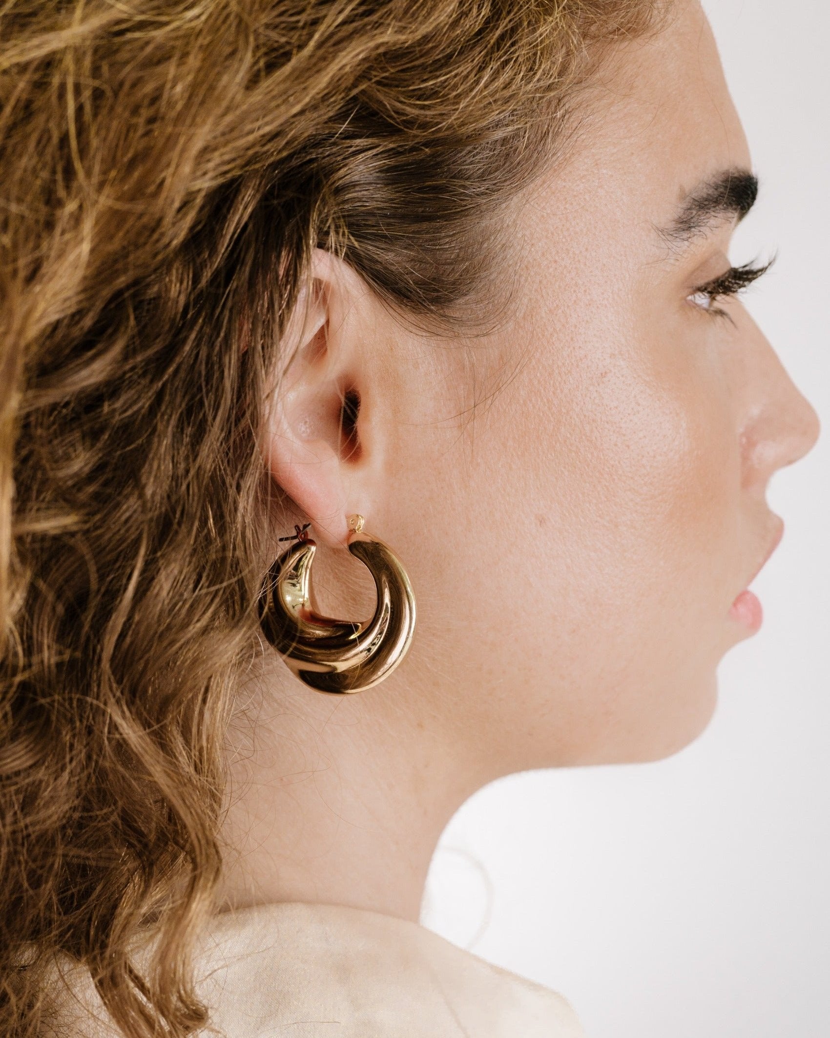 Crescent Swirl Hoop Earrings