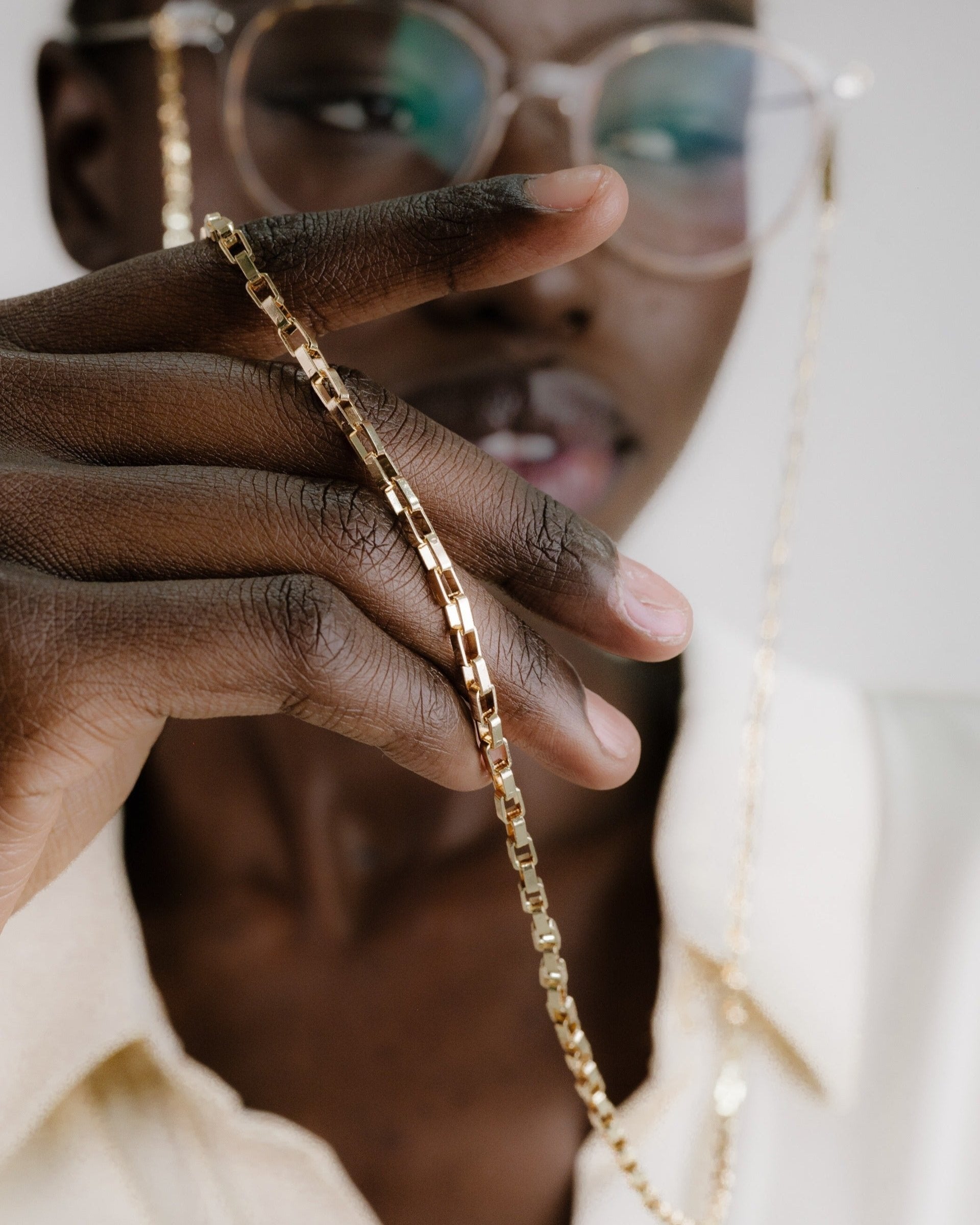 Golden Rays Rectangle Eyeglass Chain