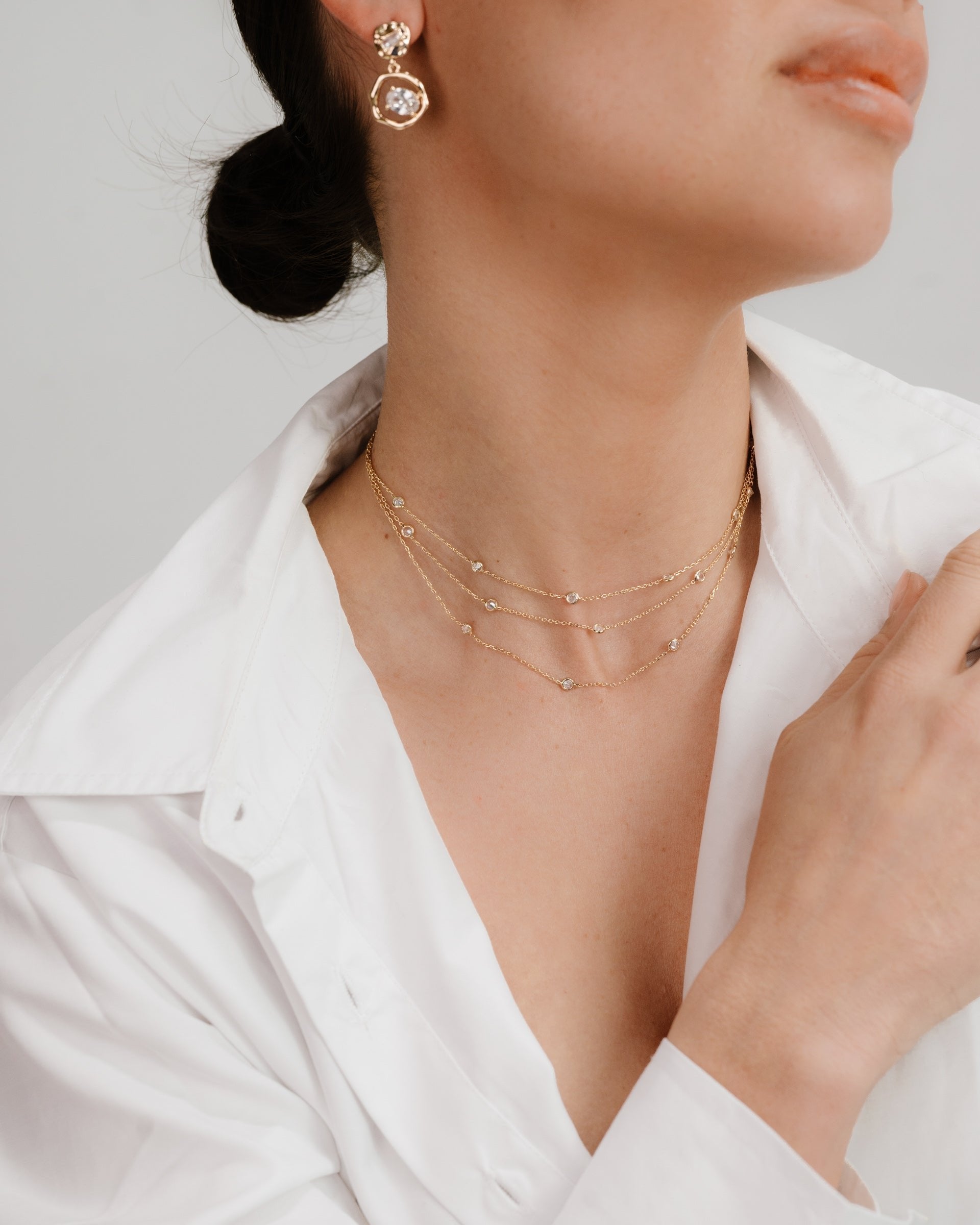 Perfect Crystal Dotted Layered Necklace