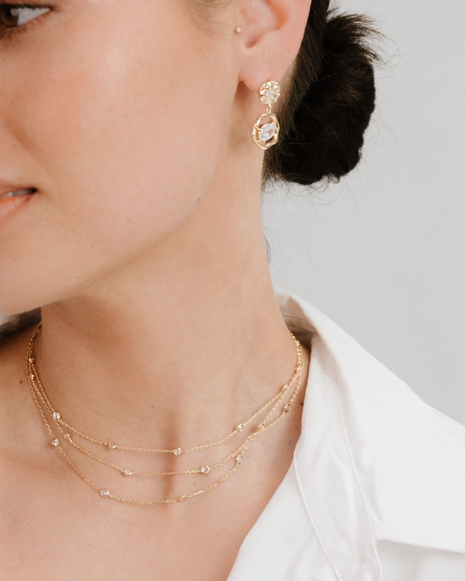 Perfect Crystal Dotted Layered Necklace