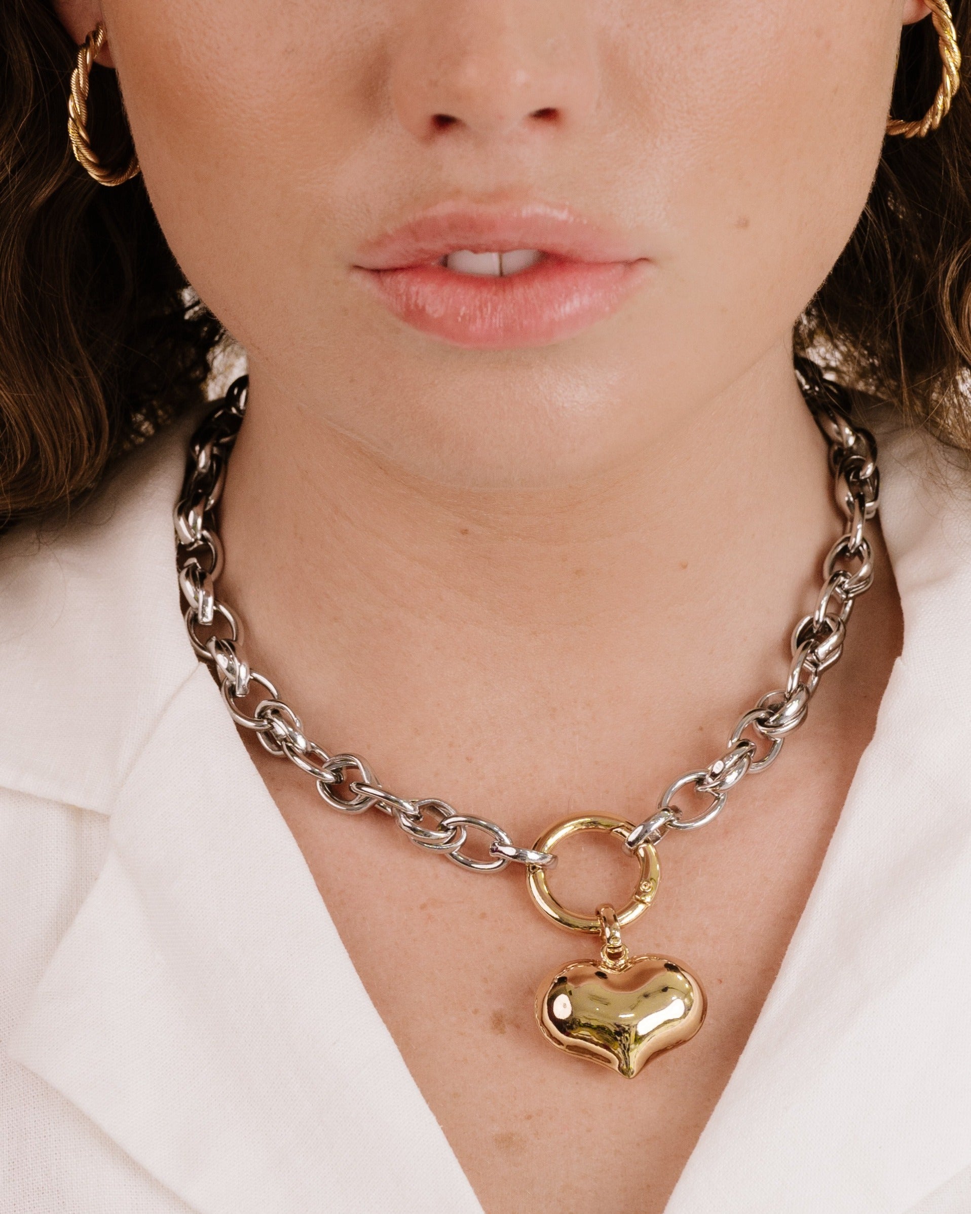 Locked in Mixed Metal Heart Necklace