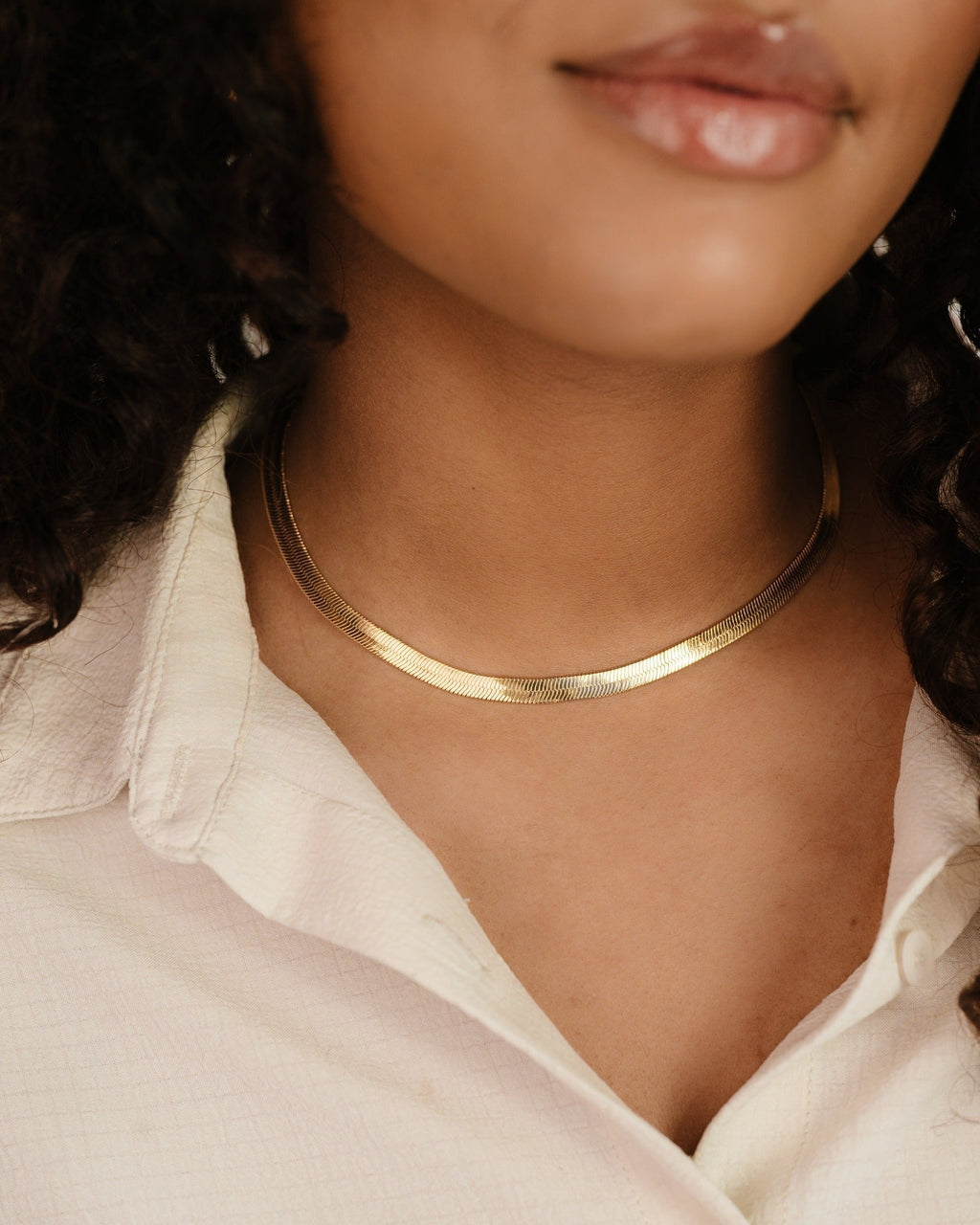 Brooklyn Flat Herringbone Chain Necklace