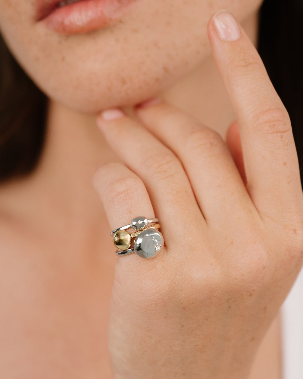 Polished Stacking Pebble Ring Set