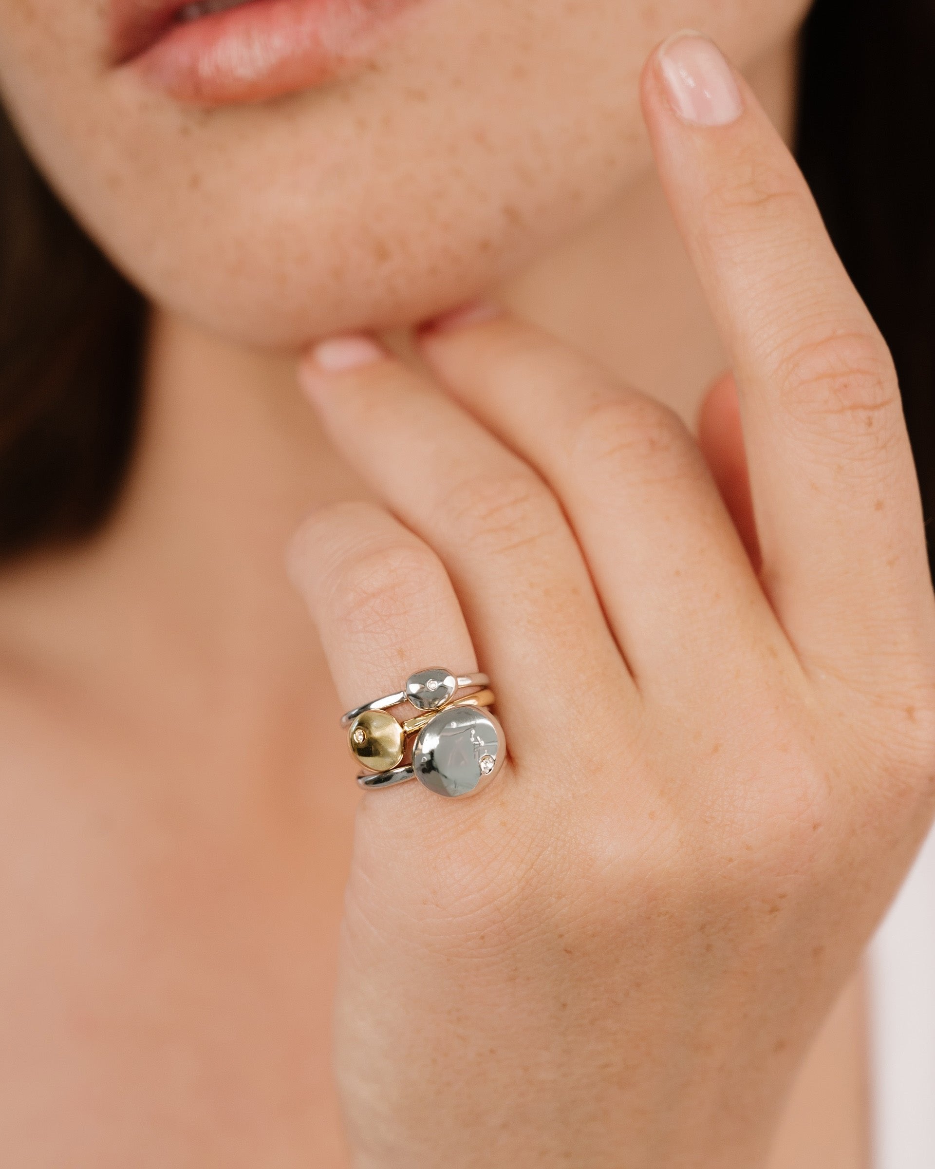 Polished Stacking Pebble Ring Set