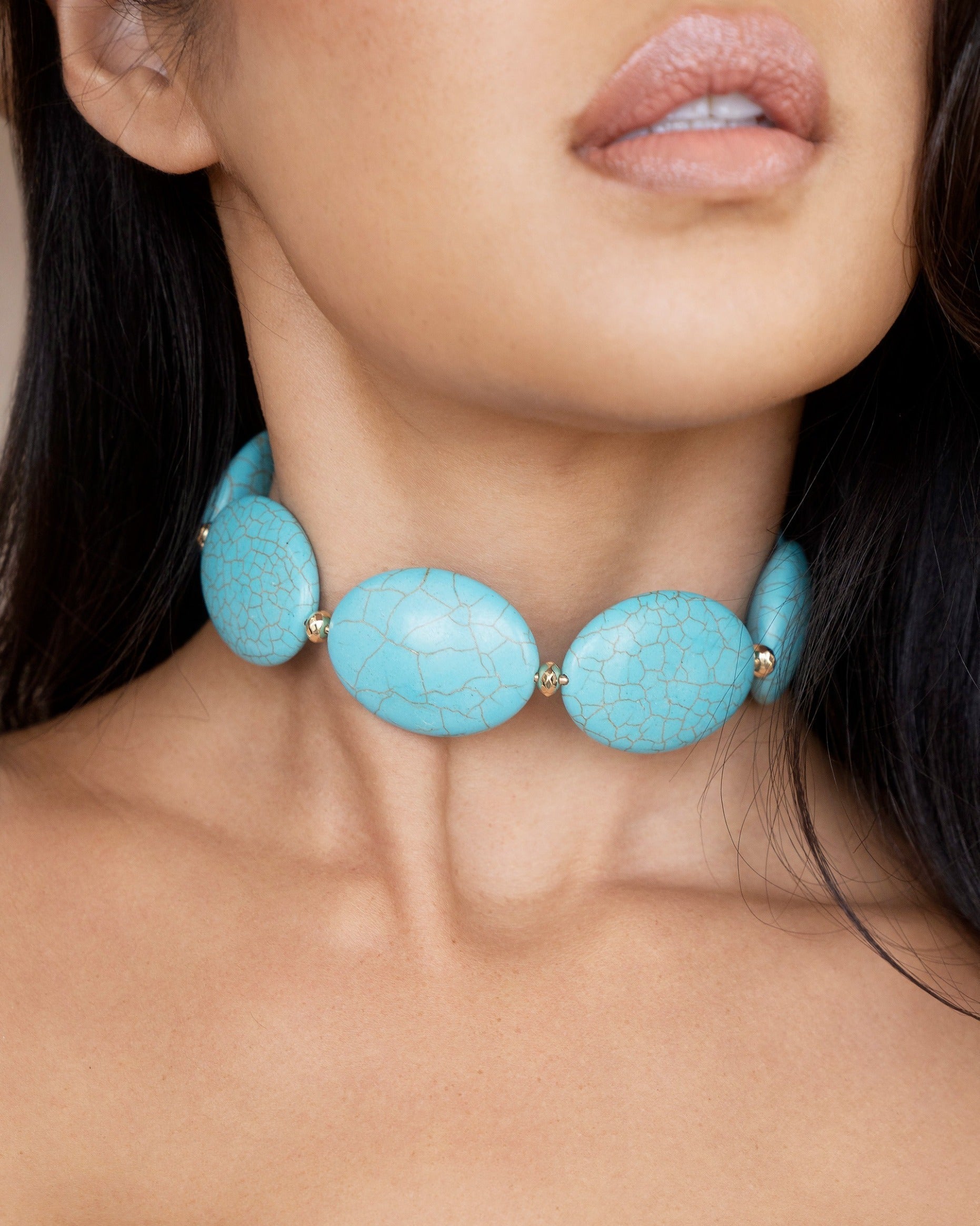Oval Turquoise Stones Statement Choker