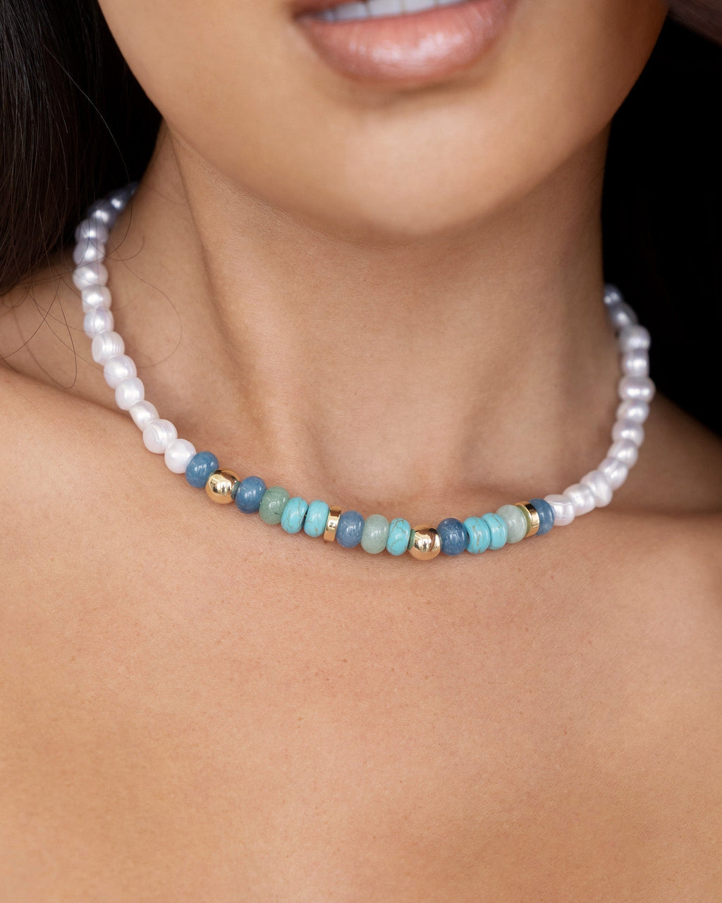 Beach Day Pearl and Gemstone Necklace