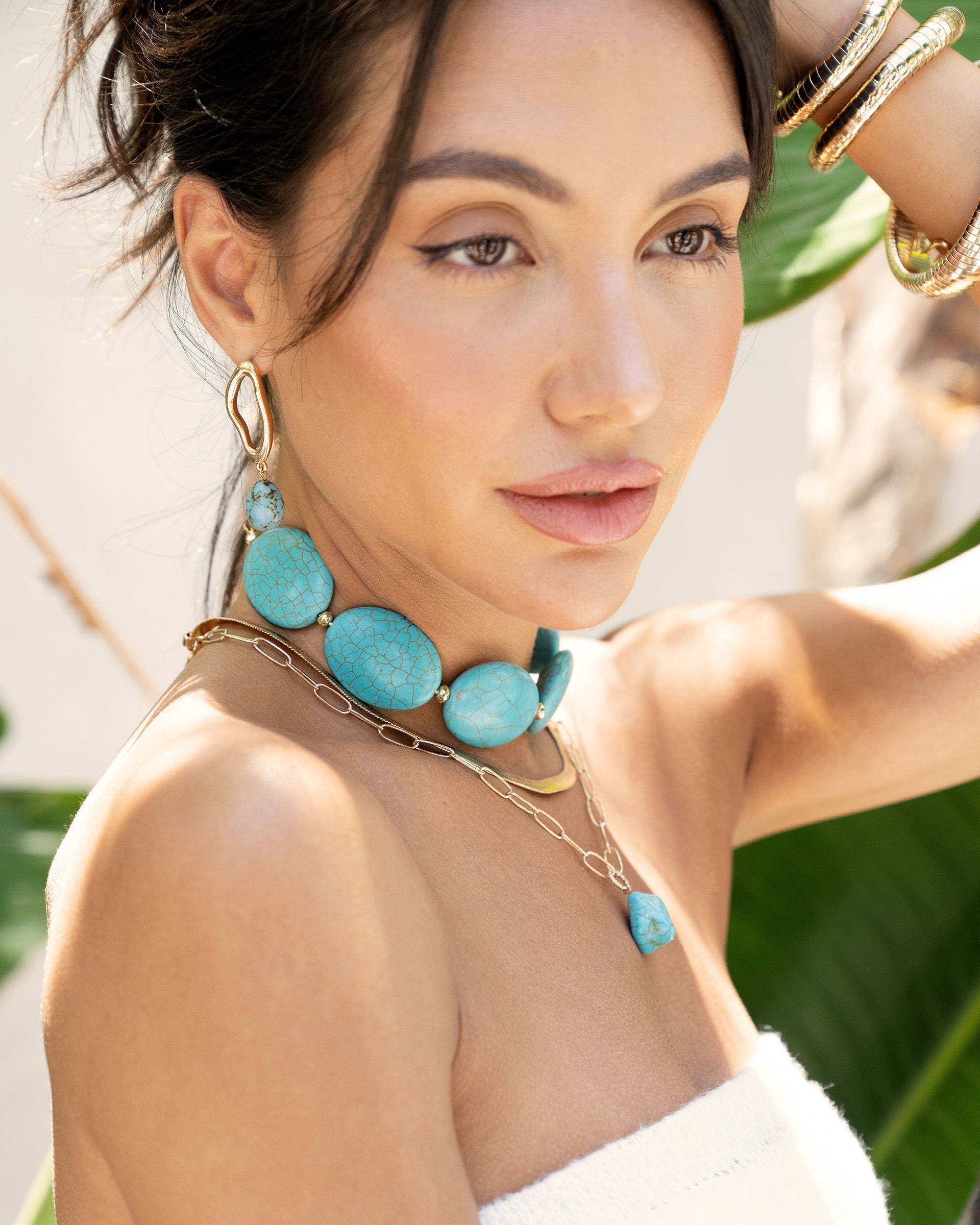 Oval Turquoise Stones Statement Choker